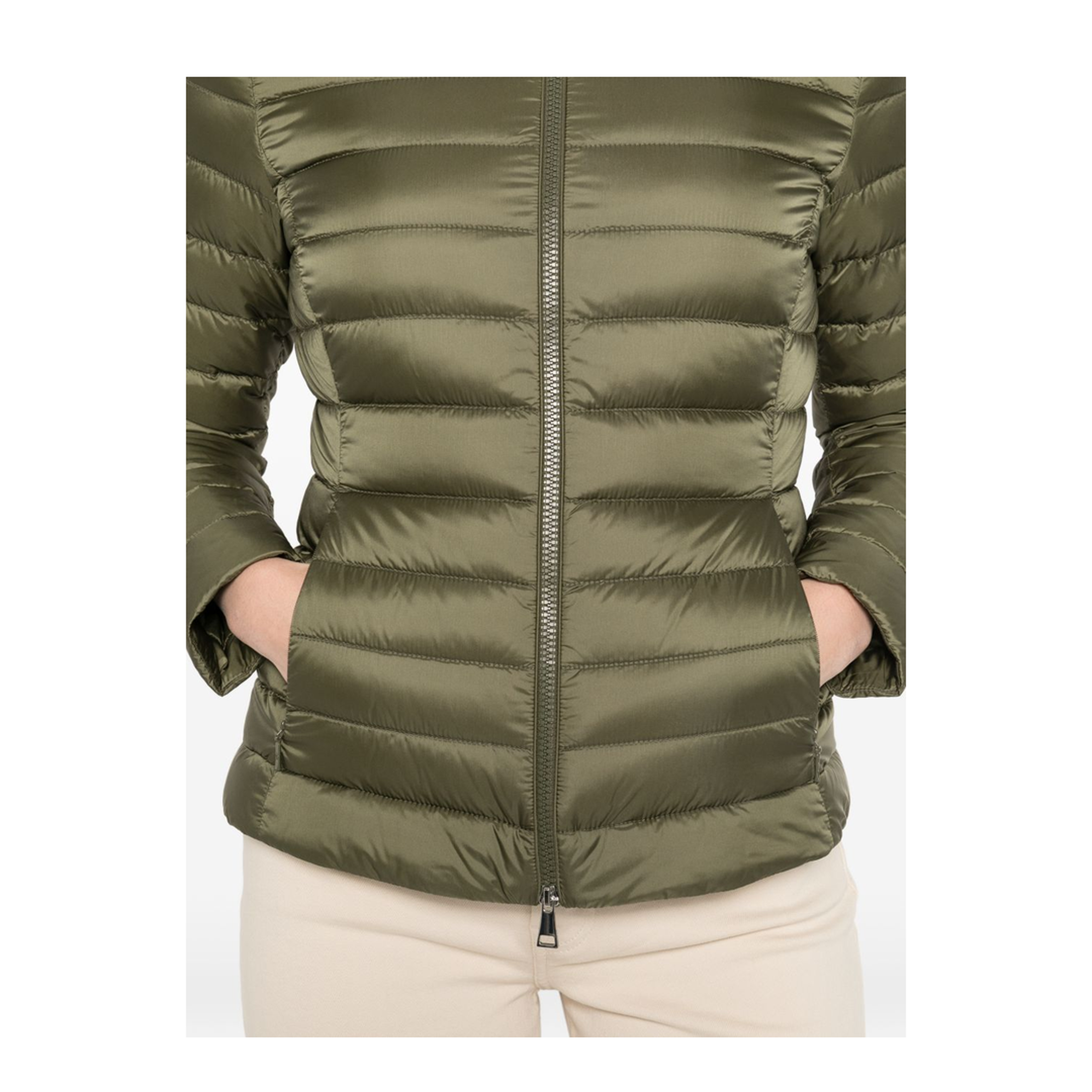 Olive Green Nylon Genet Down Jacket - Image 4