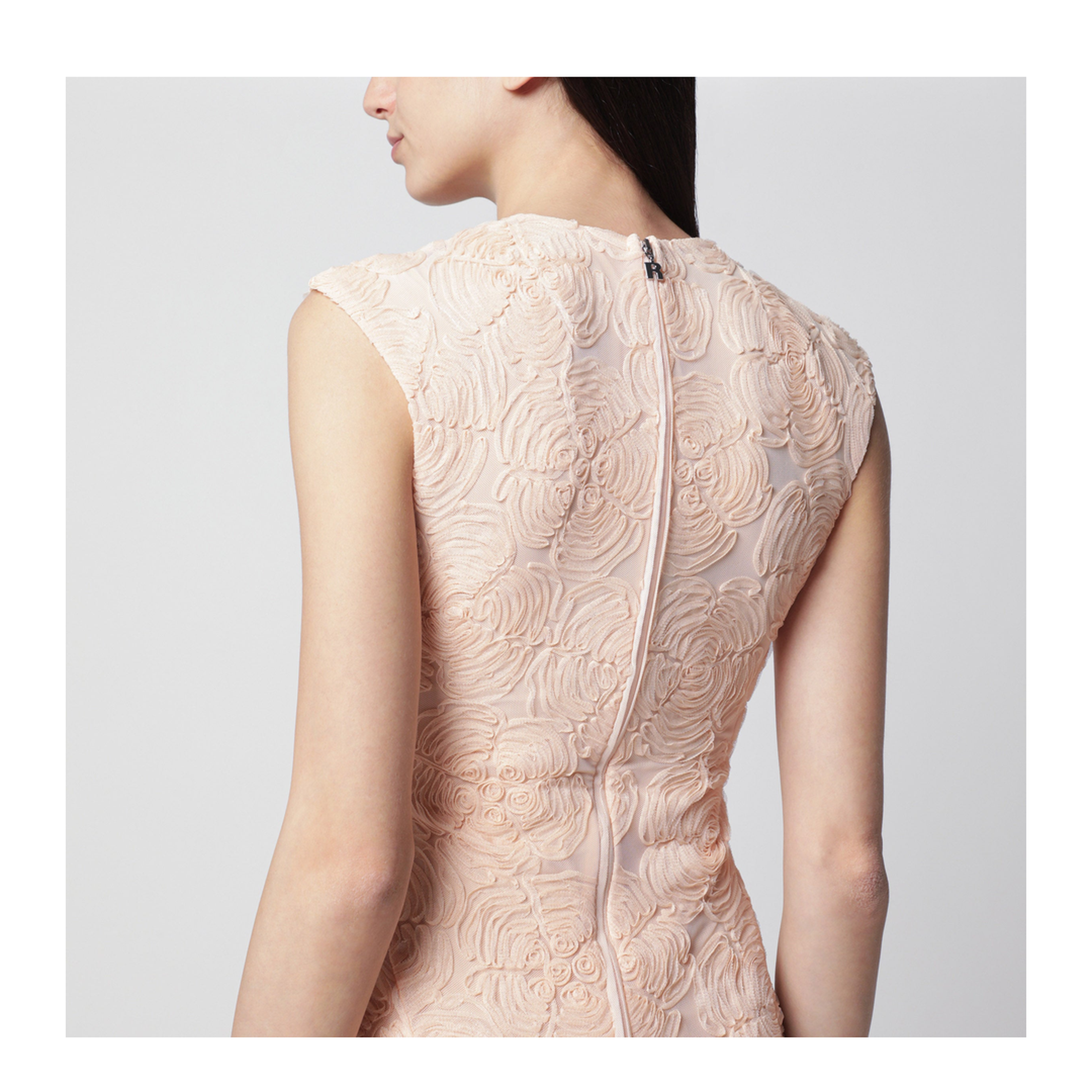 Vanilla-colored mini dress with floral appliqués - Image 2