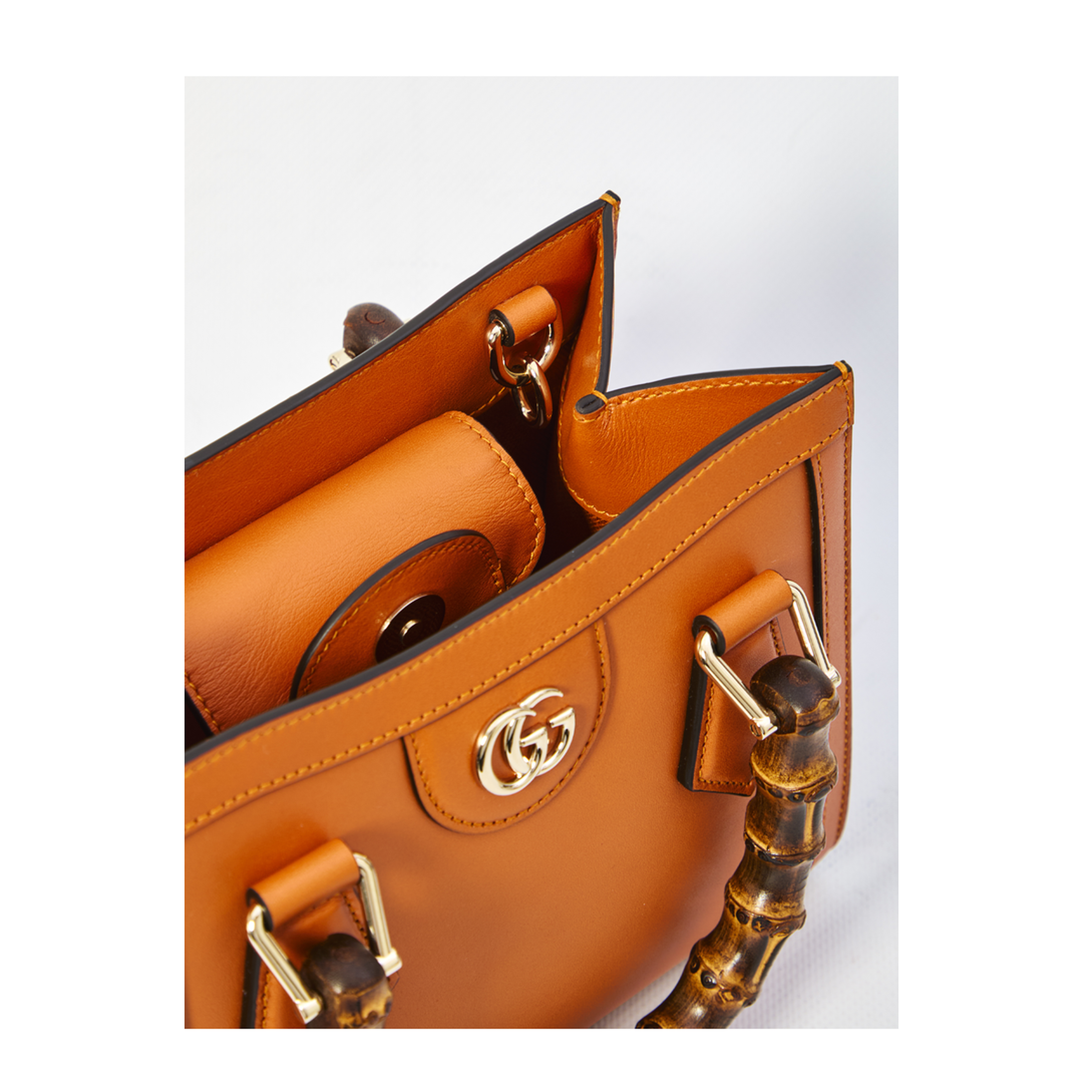 Diana Small Leather Tote Bag - Orange - Image 4
