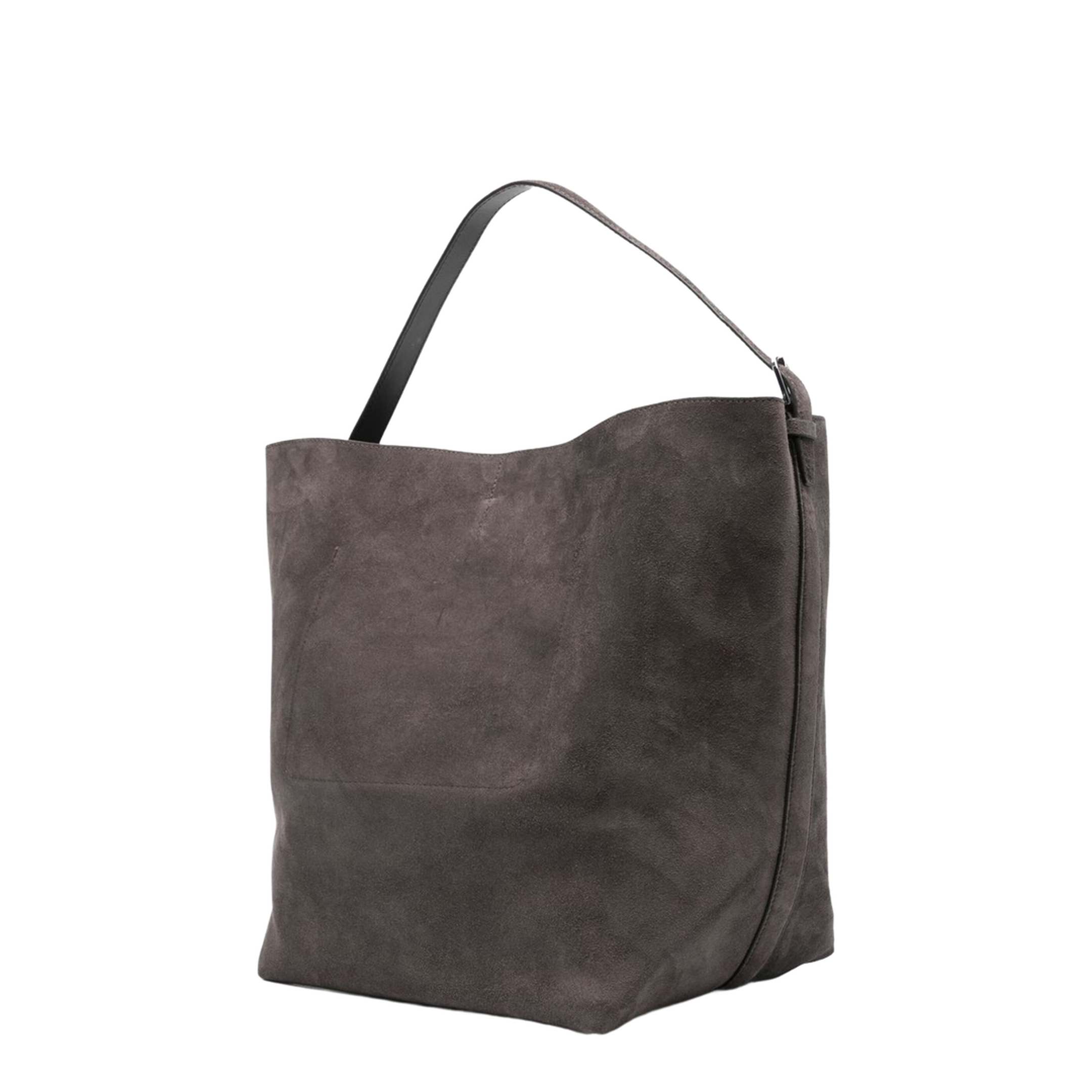 Suede Leather Tote - Grey - Image 4