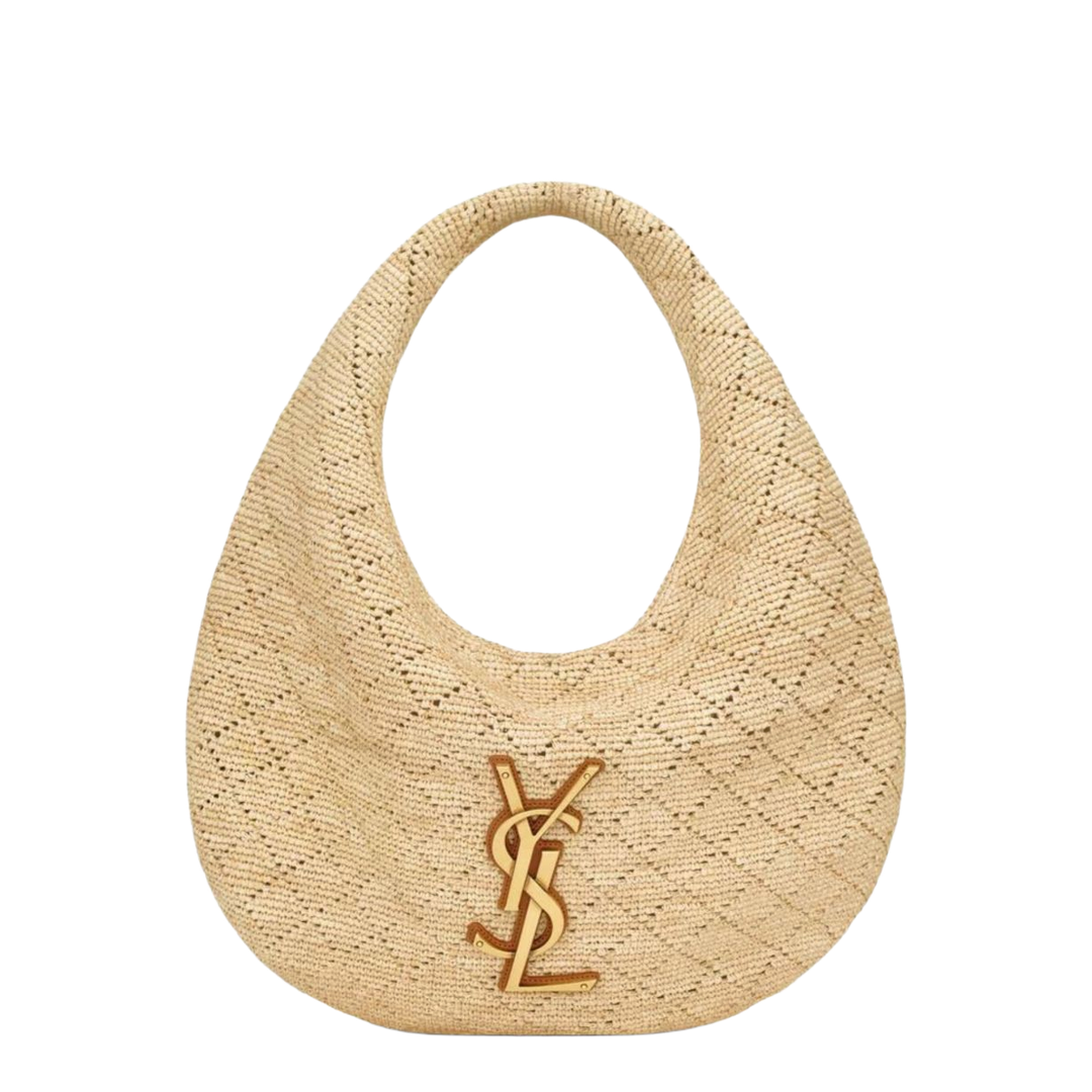 ICARE Diamond-Crocheted Raffia Hobo - Natural - Image 1