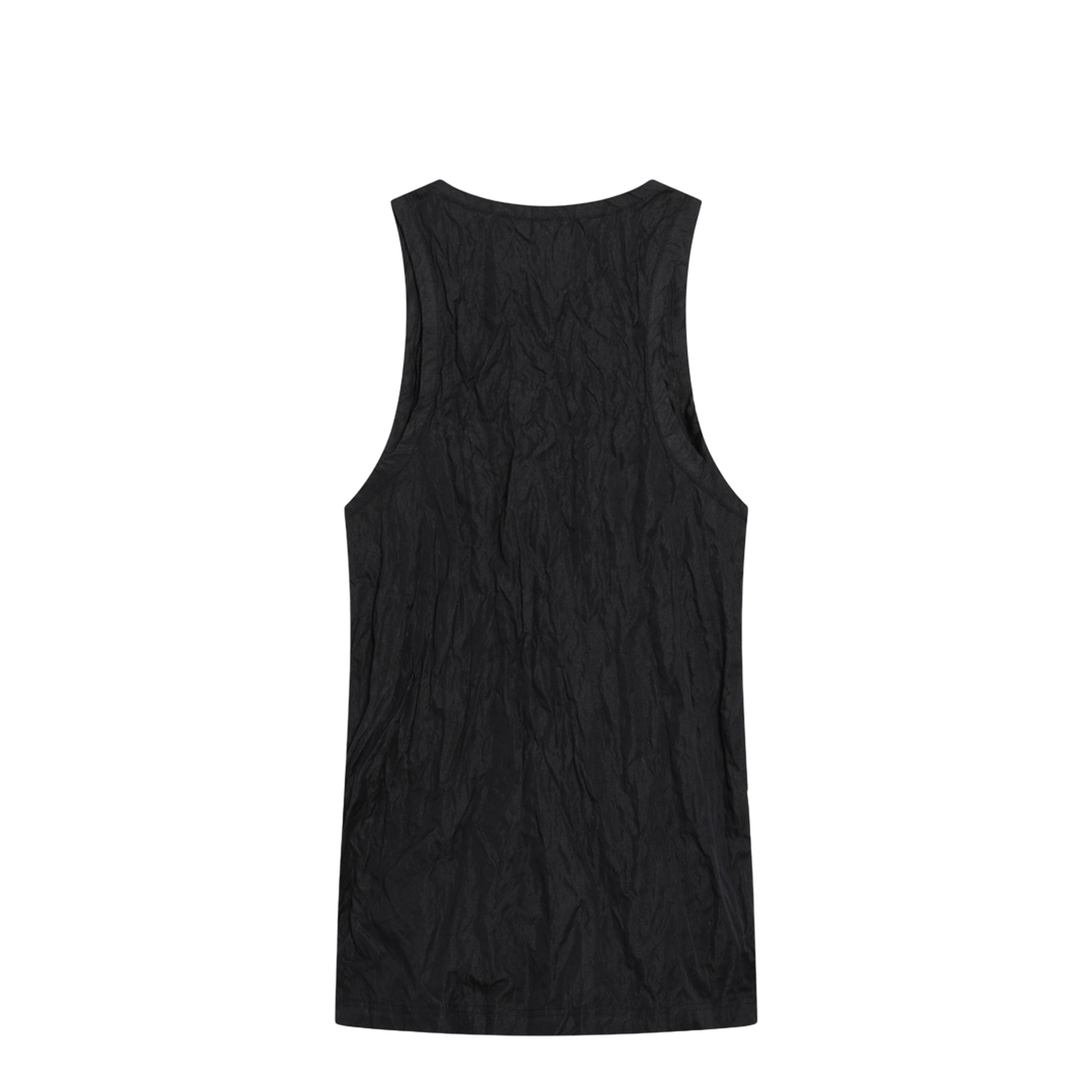 Black Crinkled Cotton Tank Top - Image 2