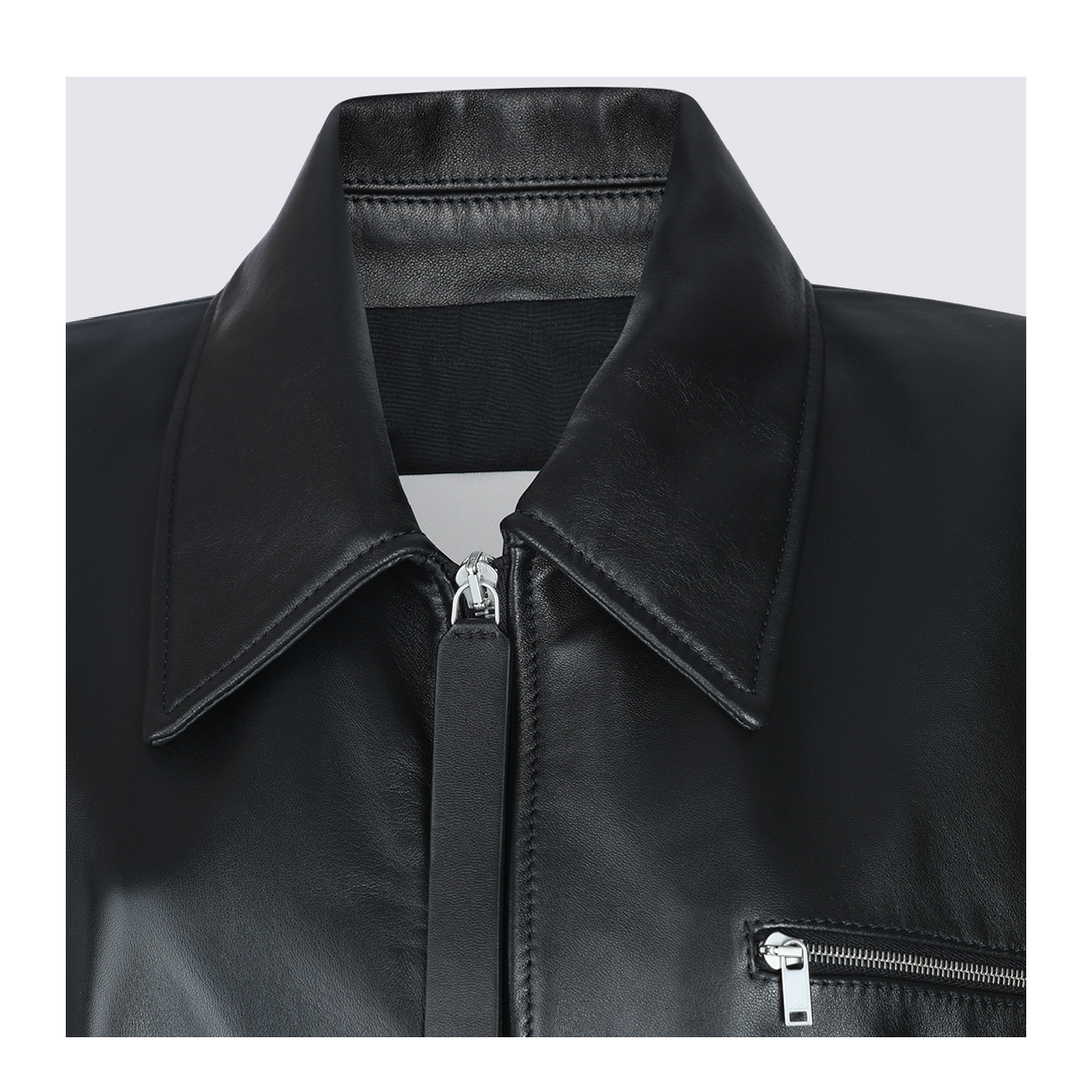 Blouson Leather Jacket Black - Image 7