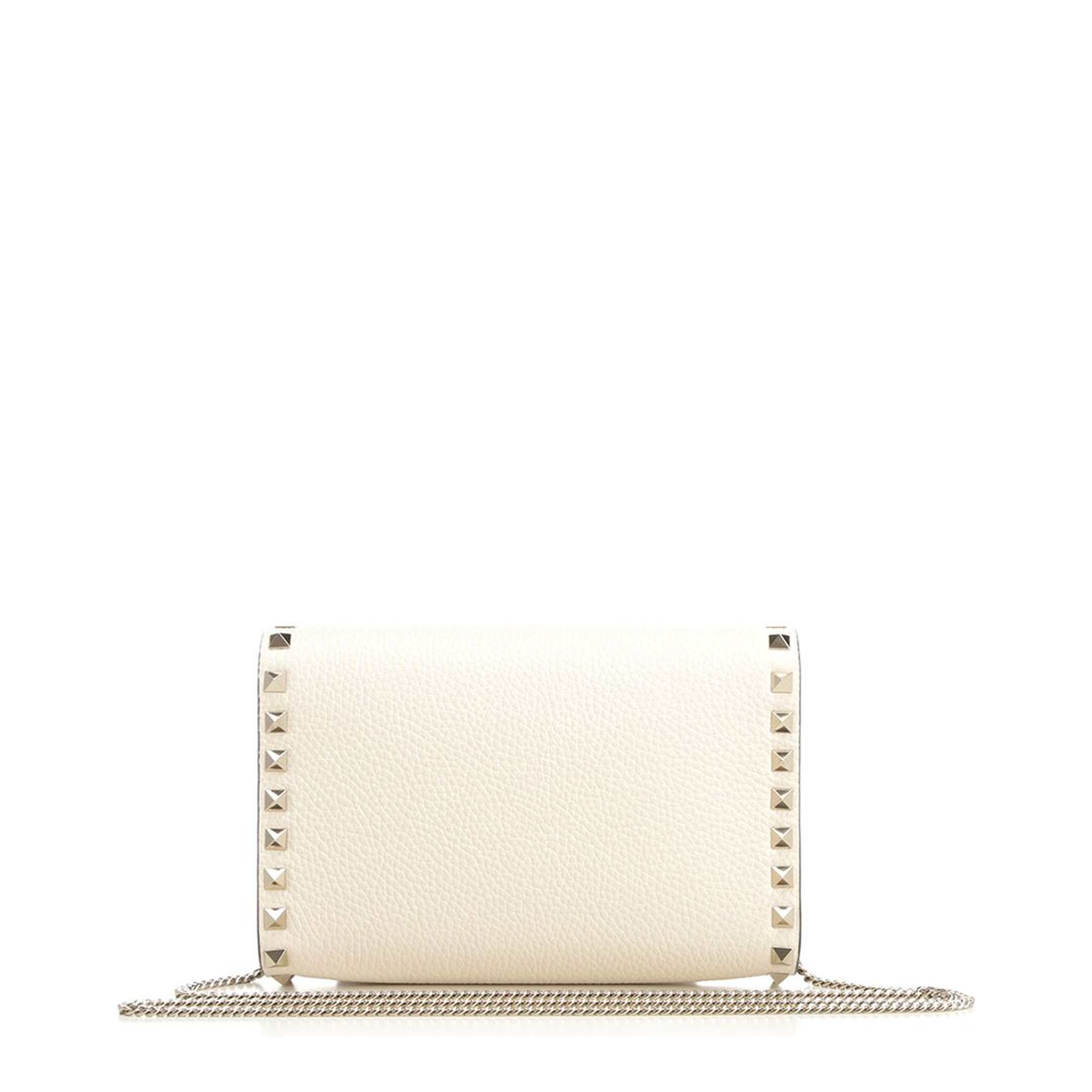 Rockstud Mini Calfskin Crossbody With Chain - Light Ivory - Image 2