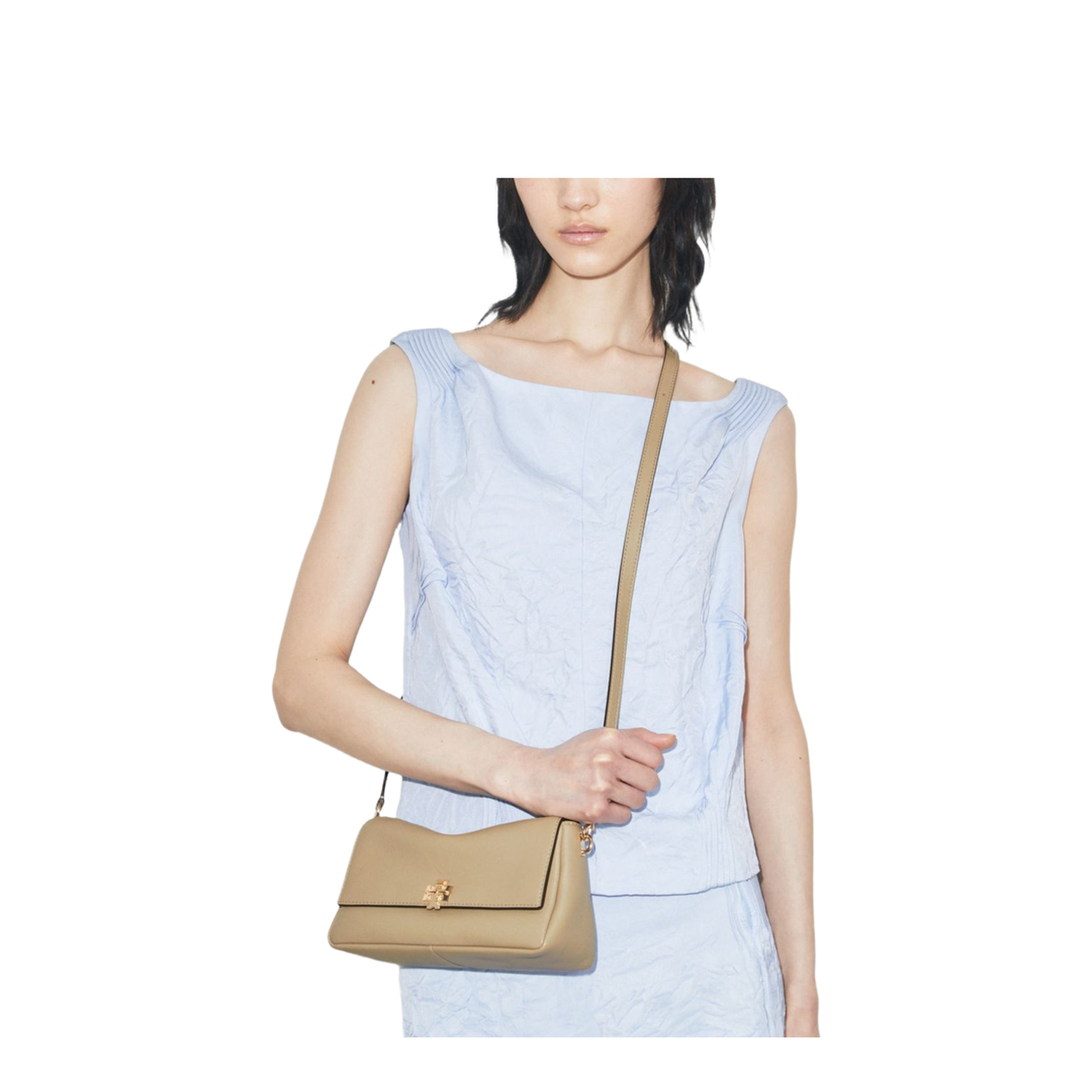 Charlie Small Leather Shoulder Bag - Soft Cement - Image 4