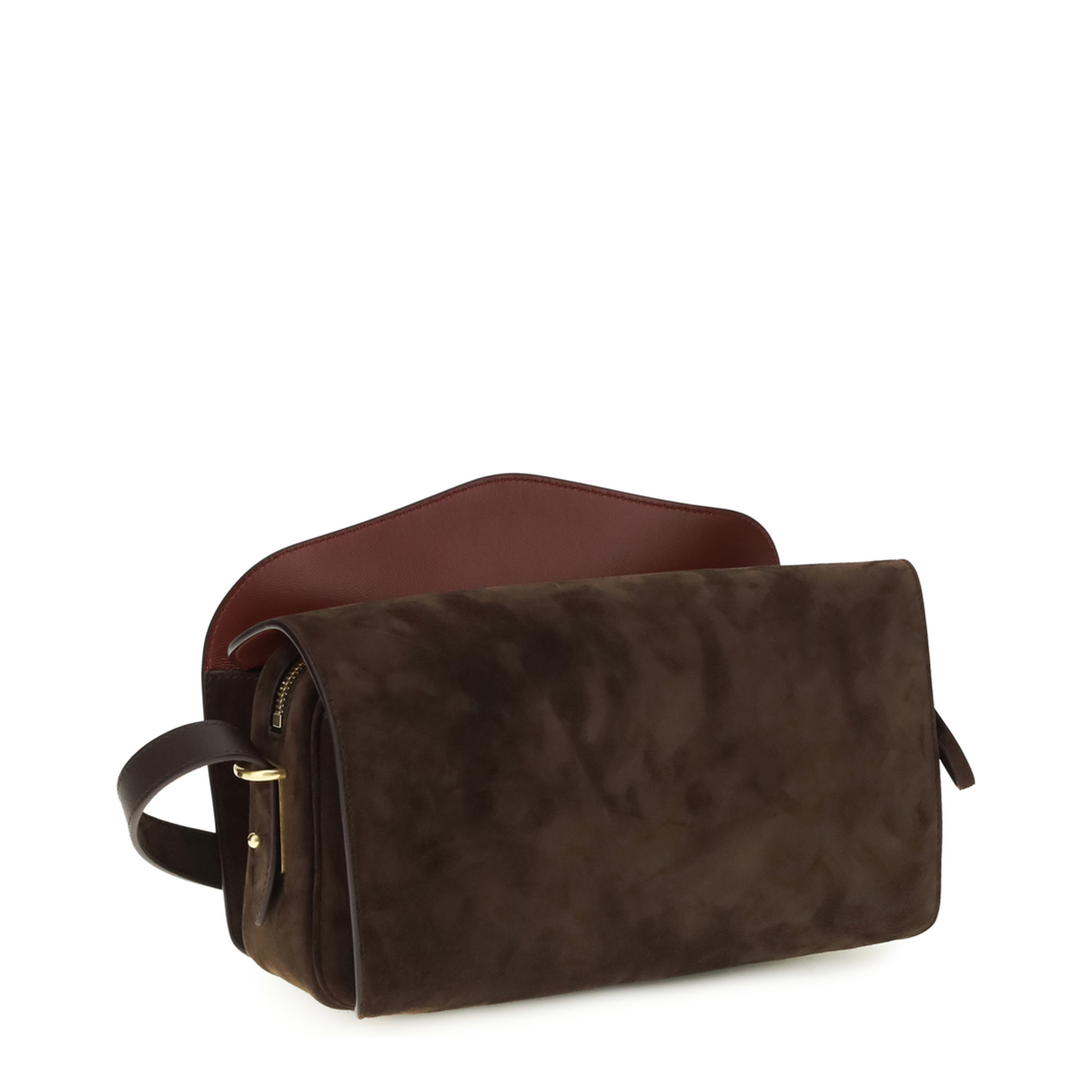 Le 7 Medium Calf Suede Crossbody - Brown - Image 3