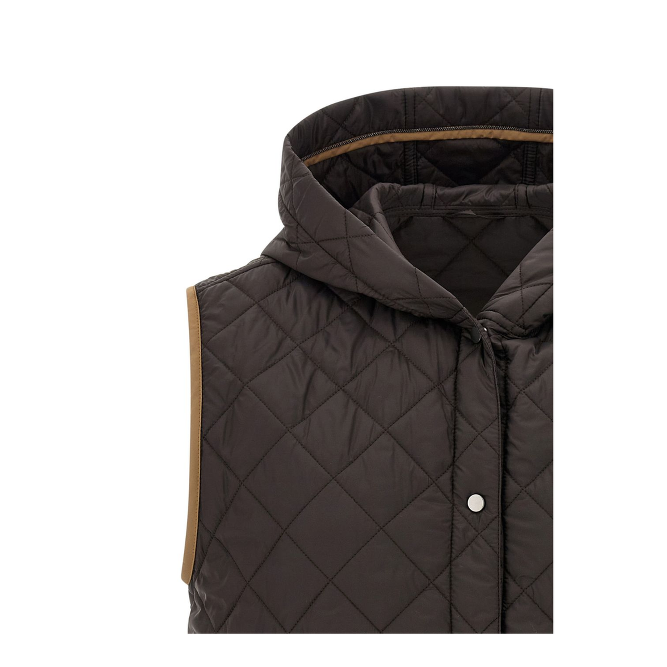Padded Vest Nylon Brown - Image 4