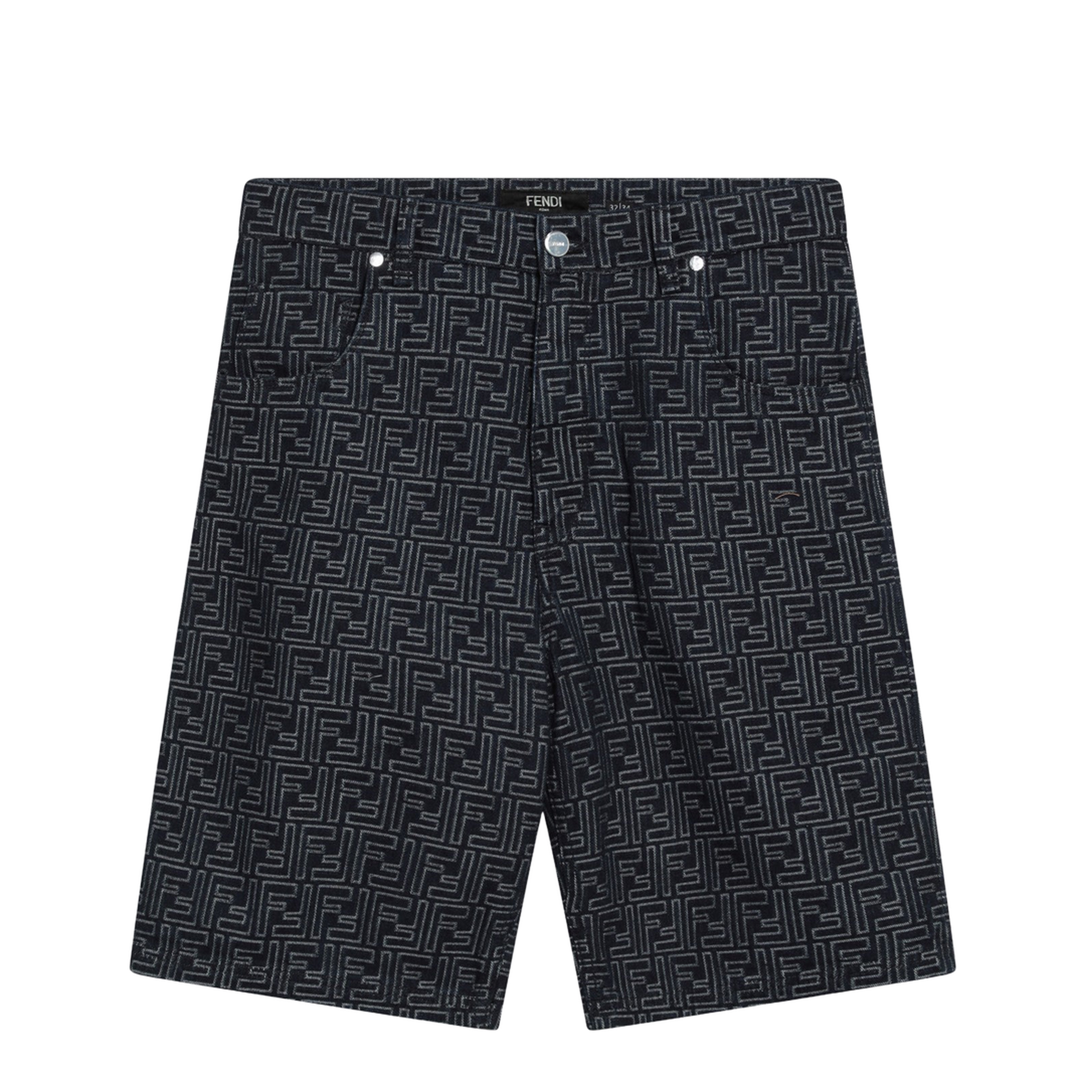 Jacquard FF Blue Denim Shorts - Image 1