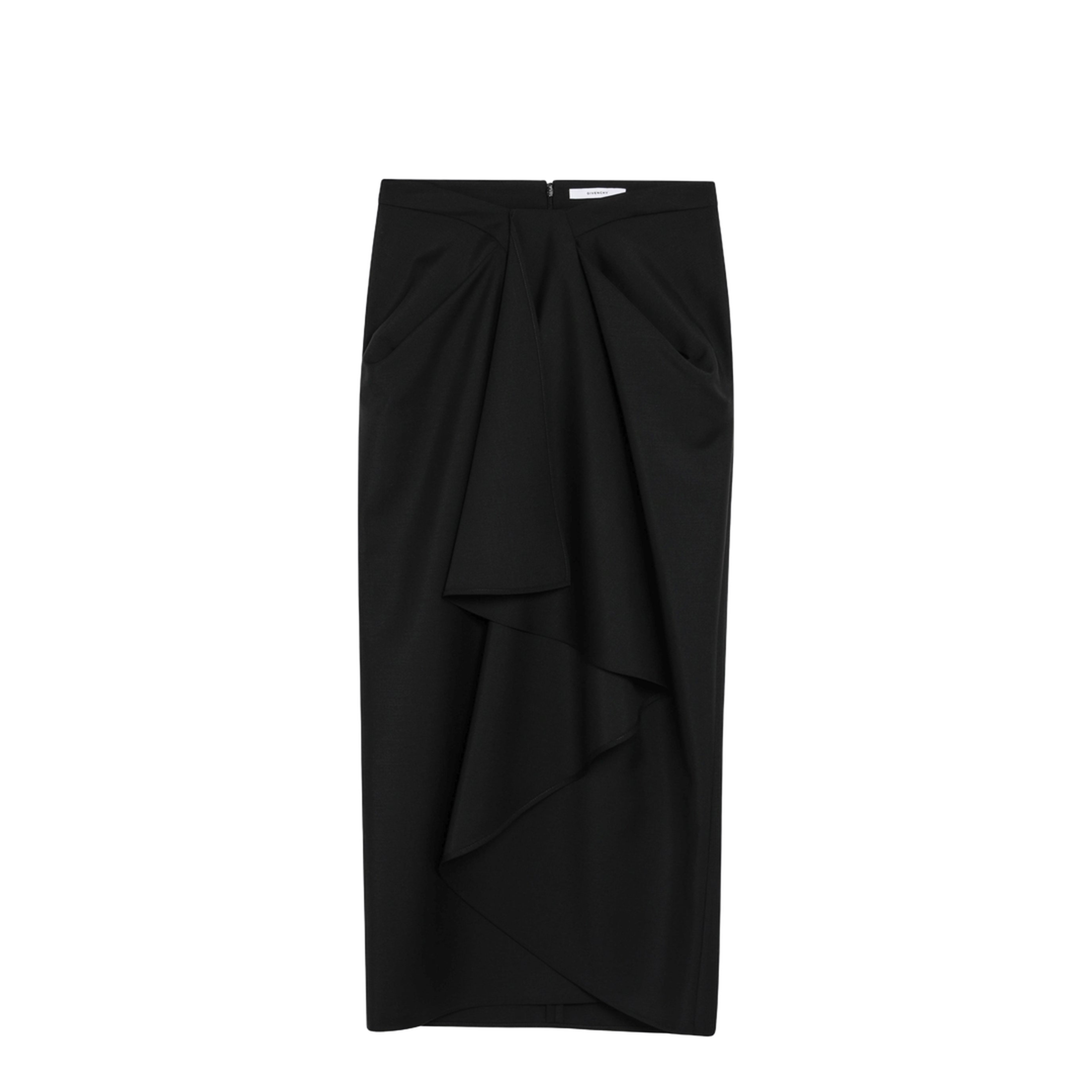 Draped Skirt in Black Wool and Mohair - Image 1