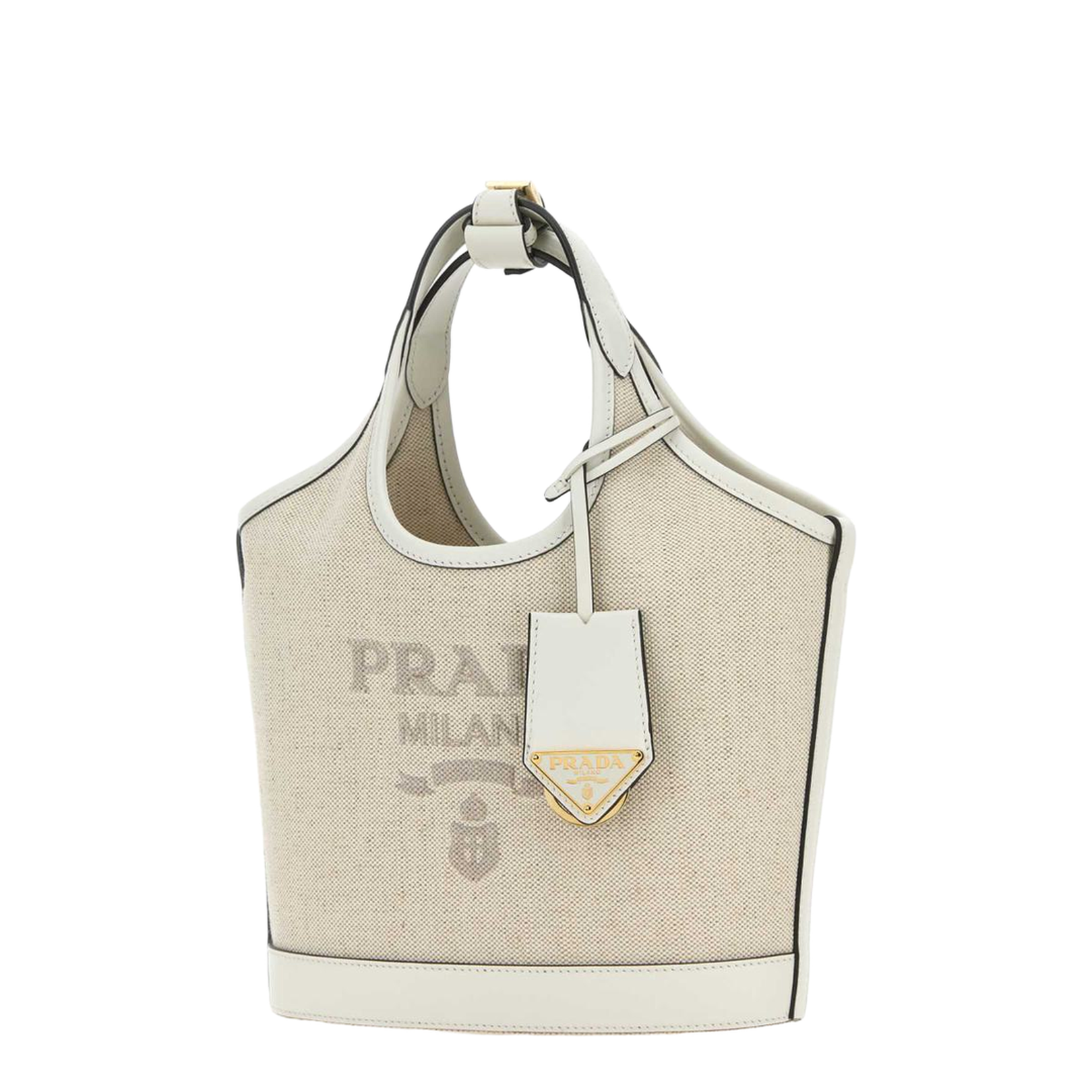 Sand Canvas Mini Bucket Handbag - Naturale/Bianco - Image 2