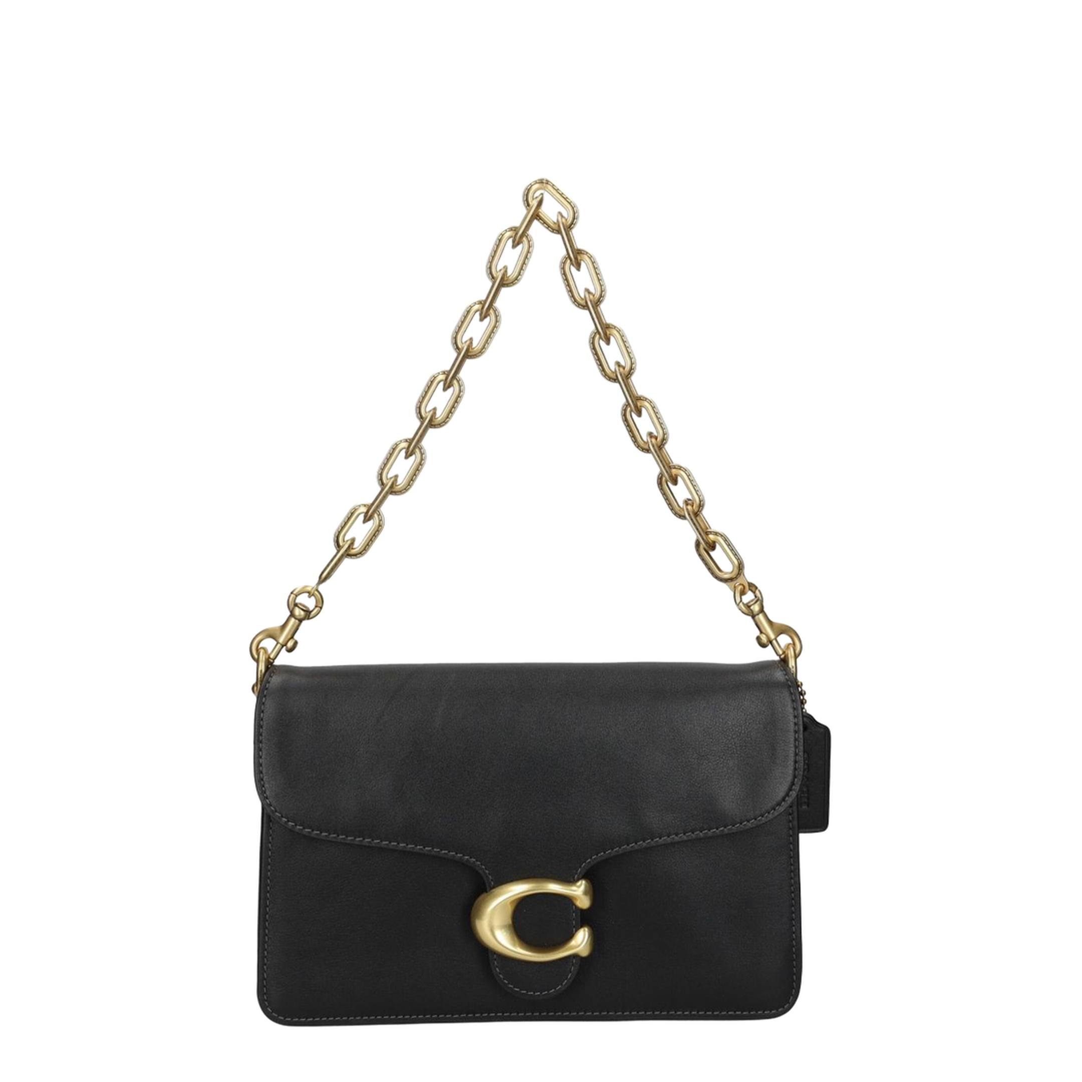 Tabby One Size Soft Grain Leather Shoulder Bag - Brass/Black - Image 2