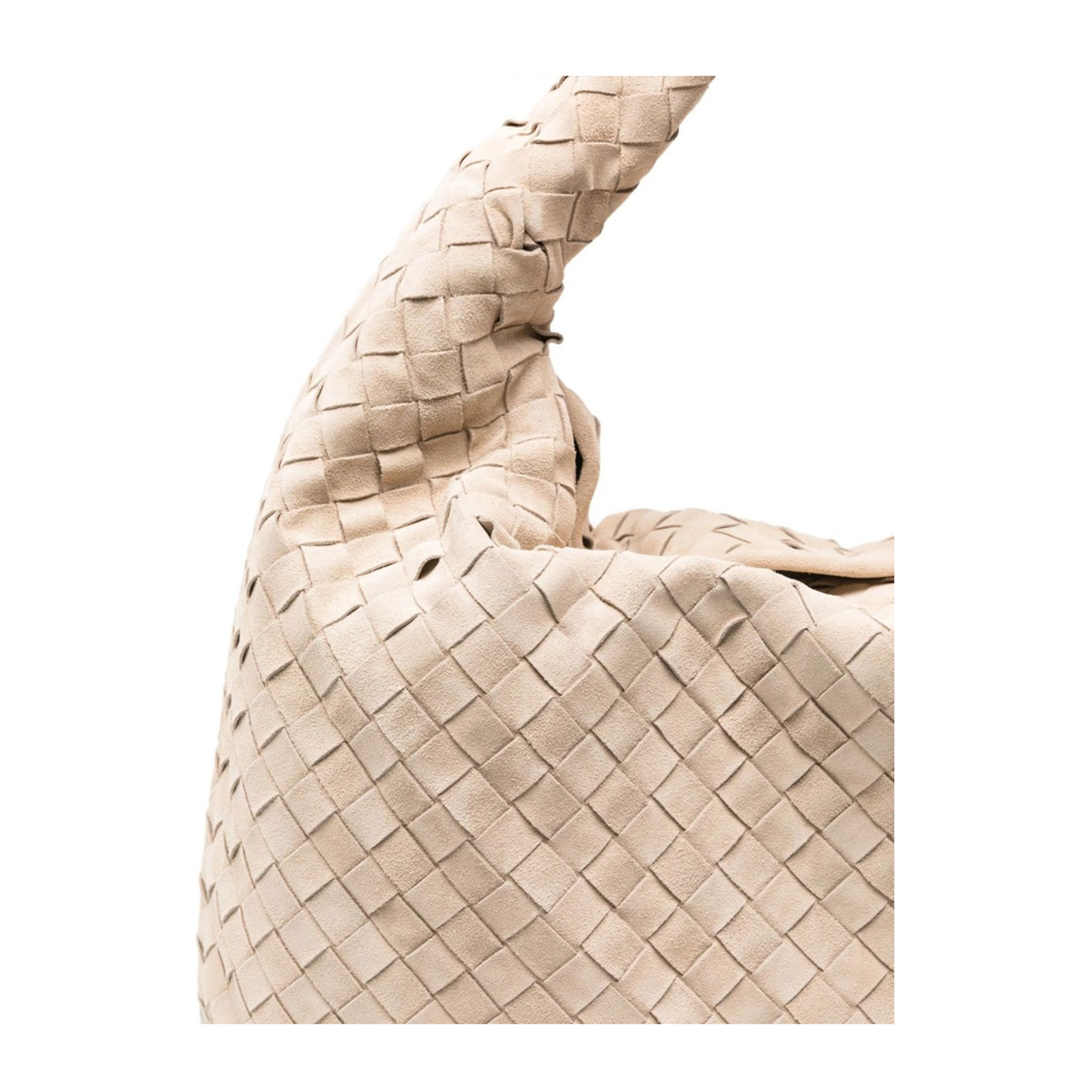 Hop Large Suede Leather Shoulder Bag - Ecru - Image 4