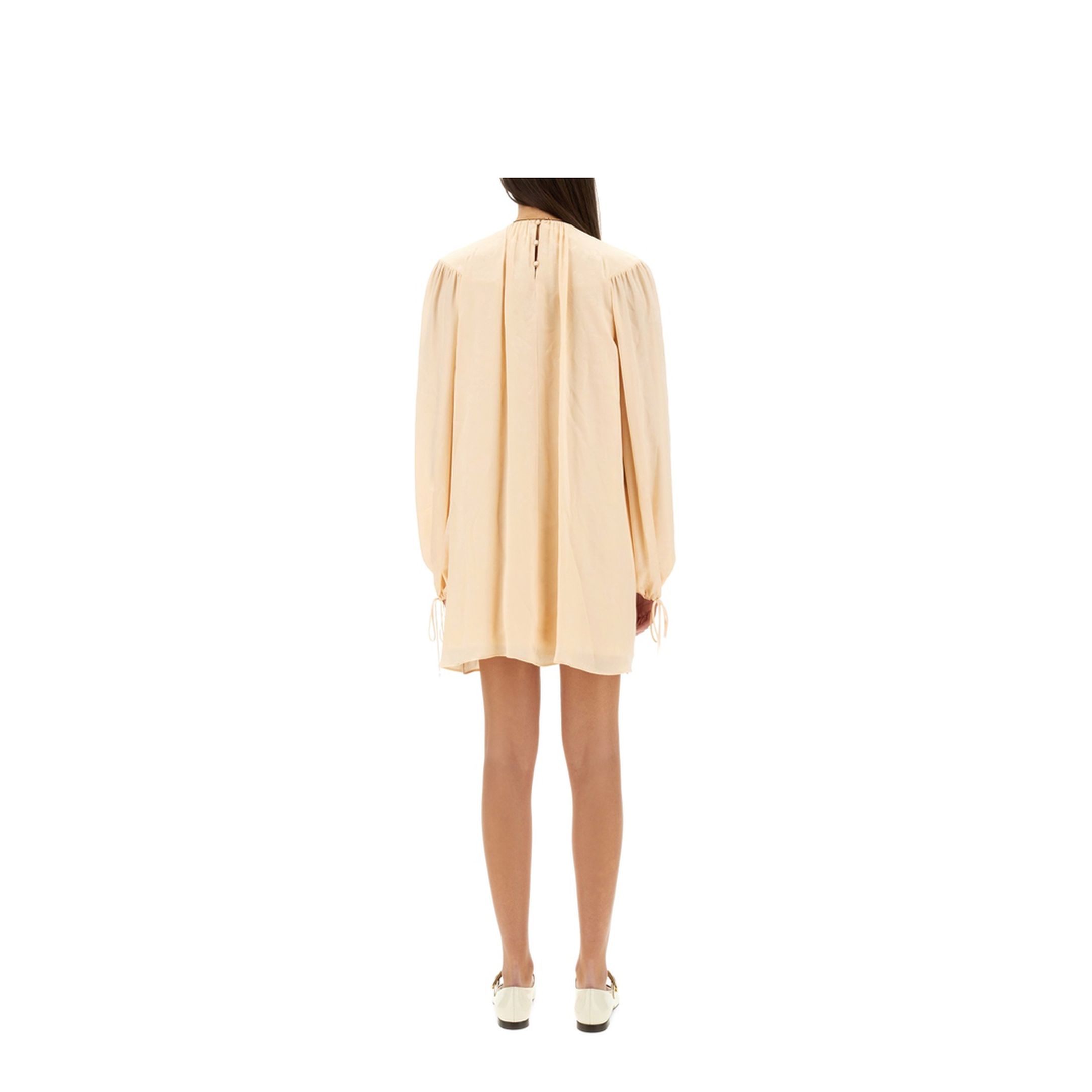 Silk Shirred Mini Dress - Image 3