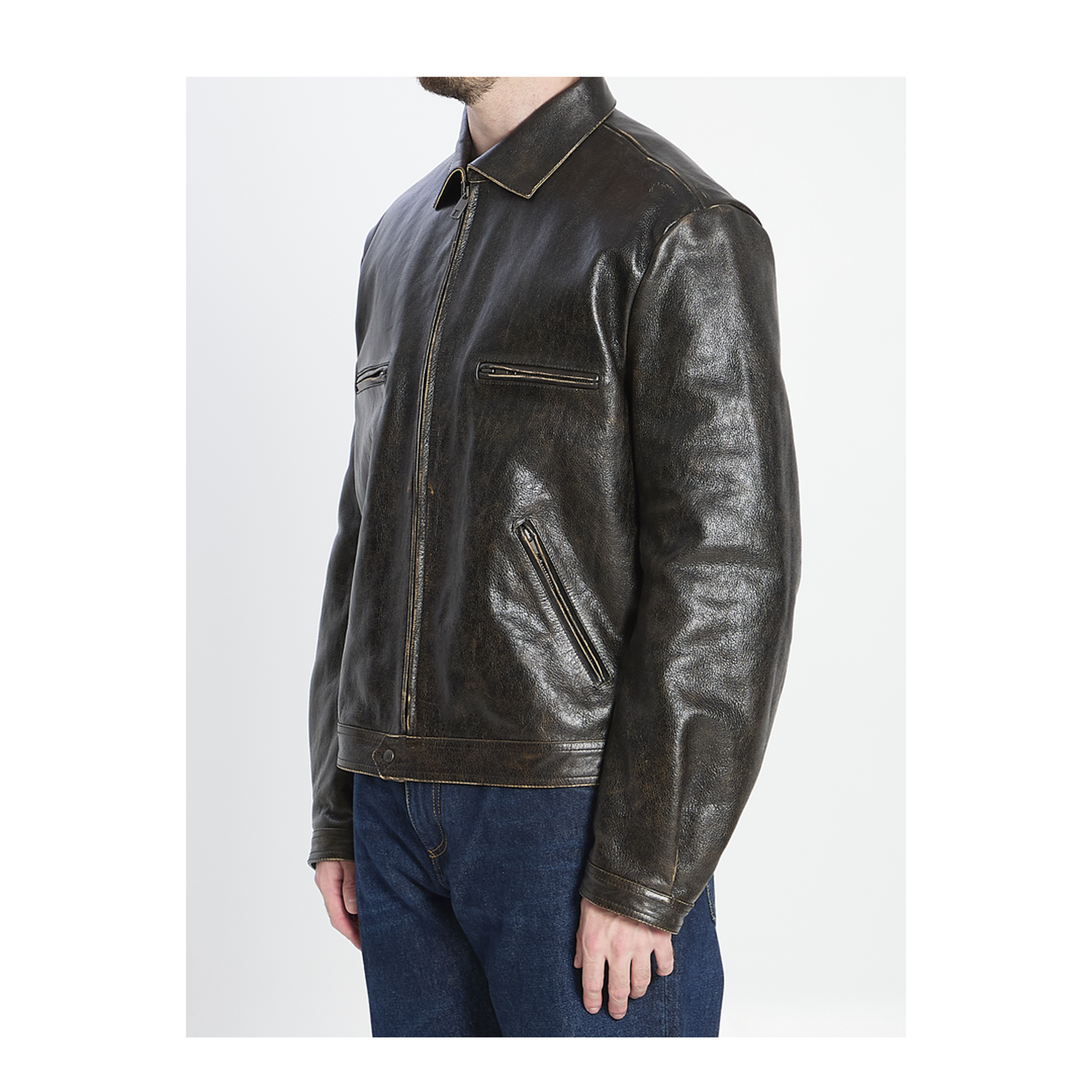 Aged-effect leather jacket - Image 2