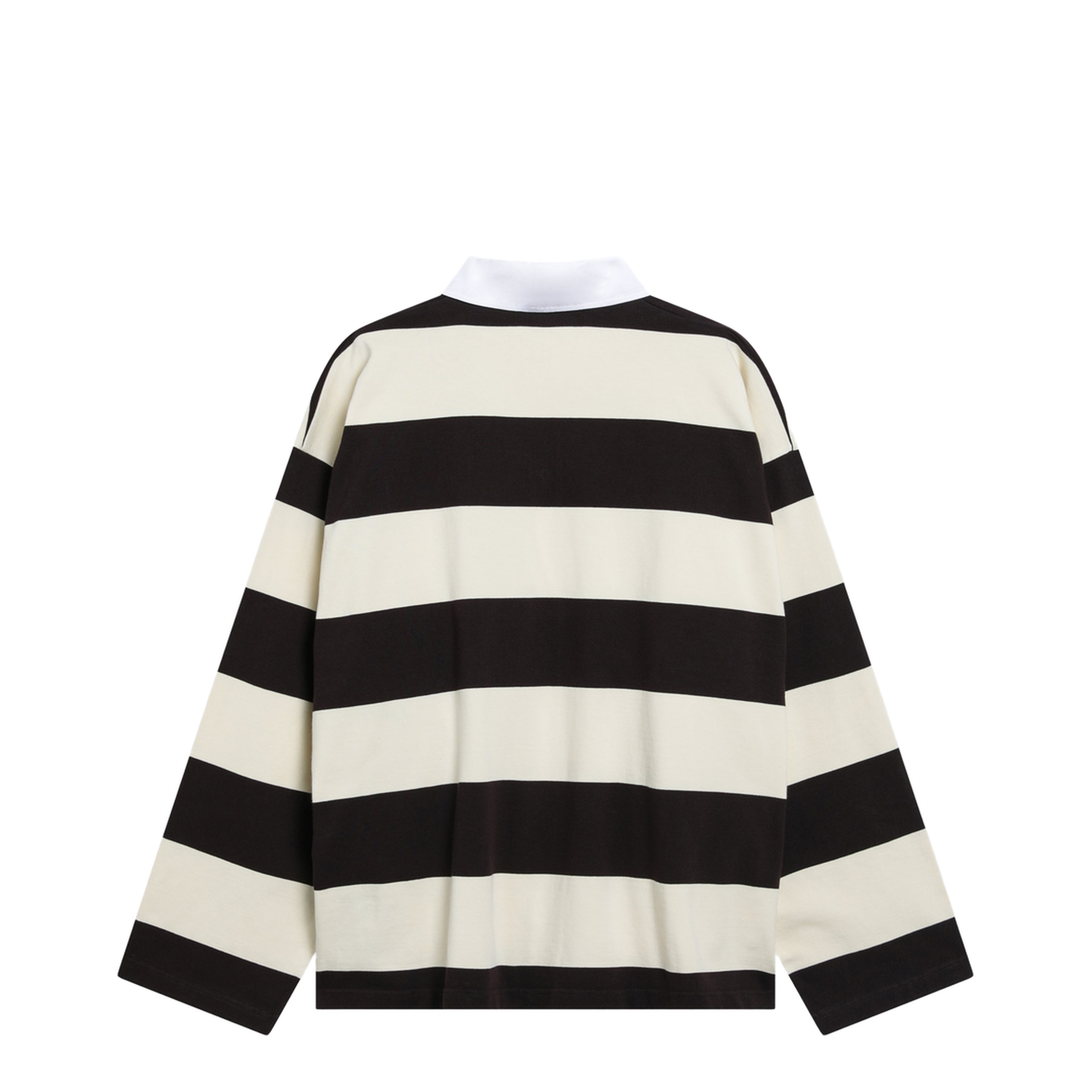 Striped Jersey Polo Shirt In Cotton Brown - Image 2