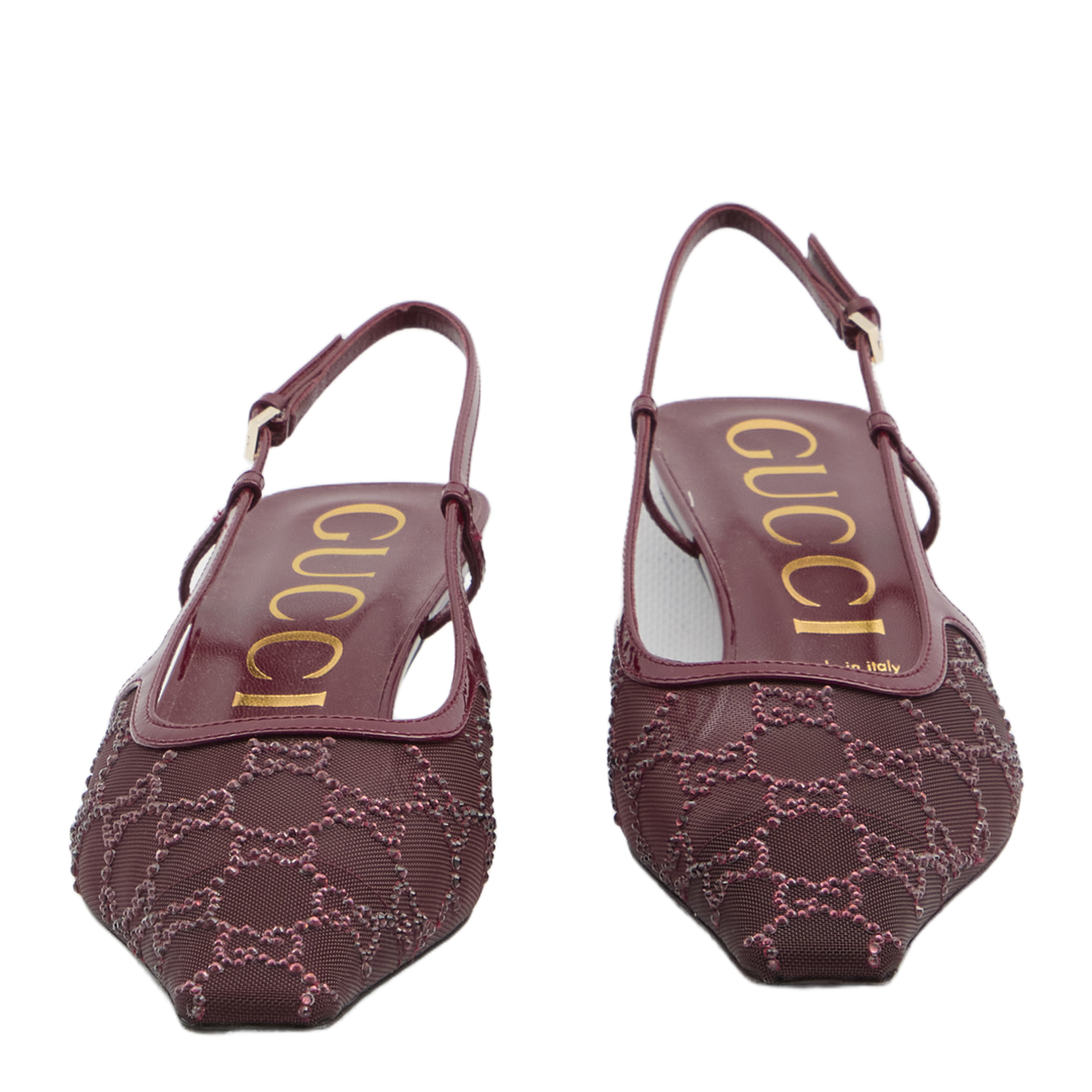 GG Crystal Slingback Pump in Rosso Ancora Mesh - Image 5