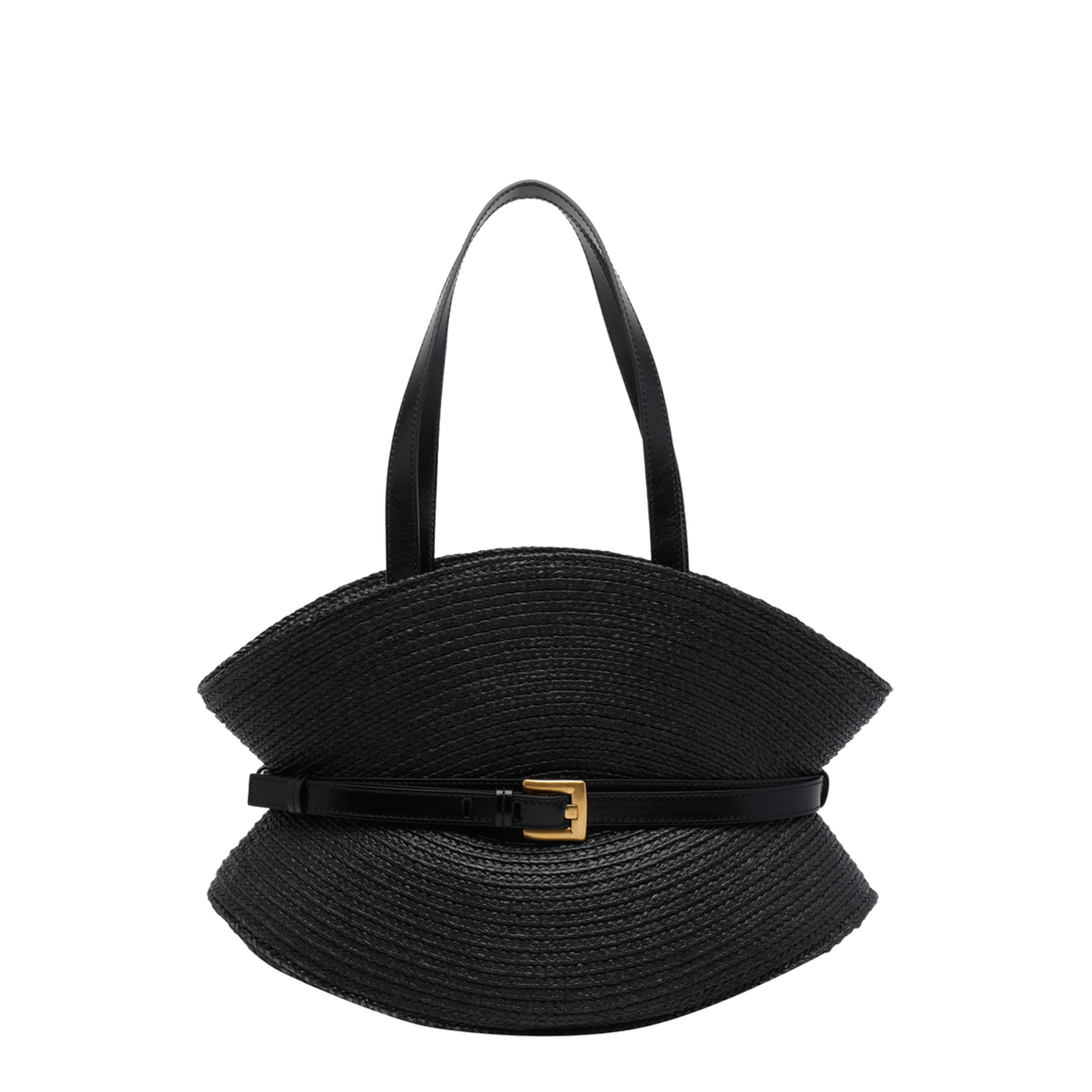 Shuffle Medium Raffia Shoulder Bag - Black - Image 1