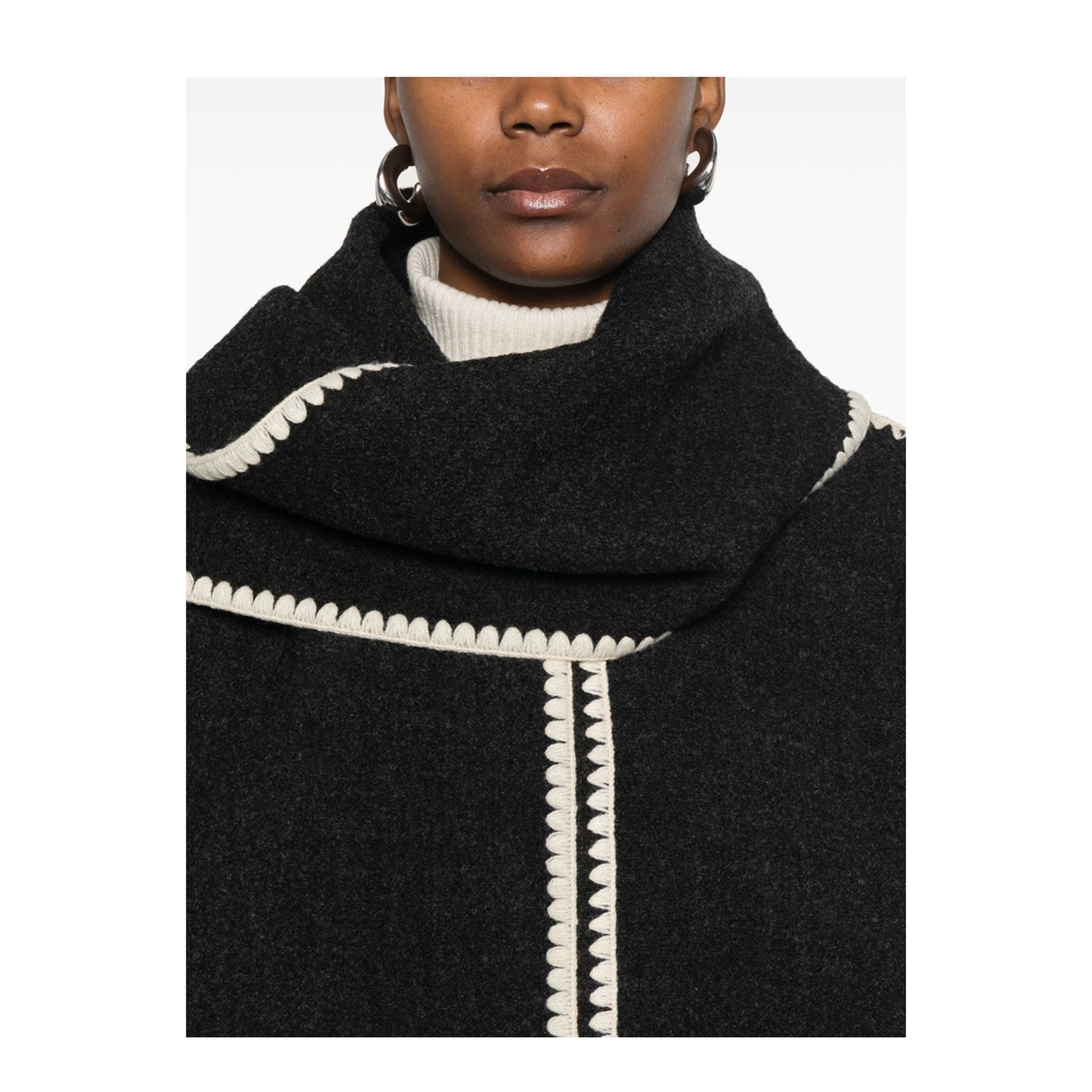 Embroidered Scarf Jacket - Dark Grey - Image 3