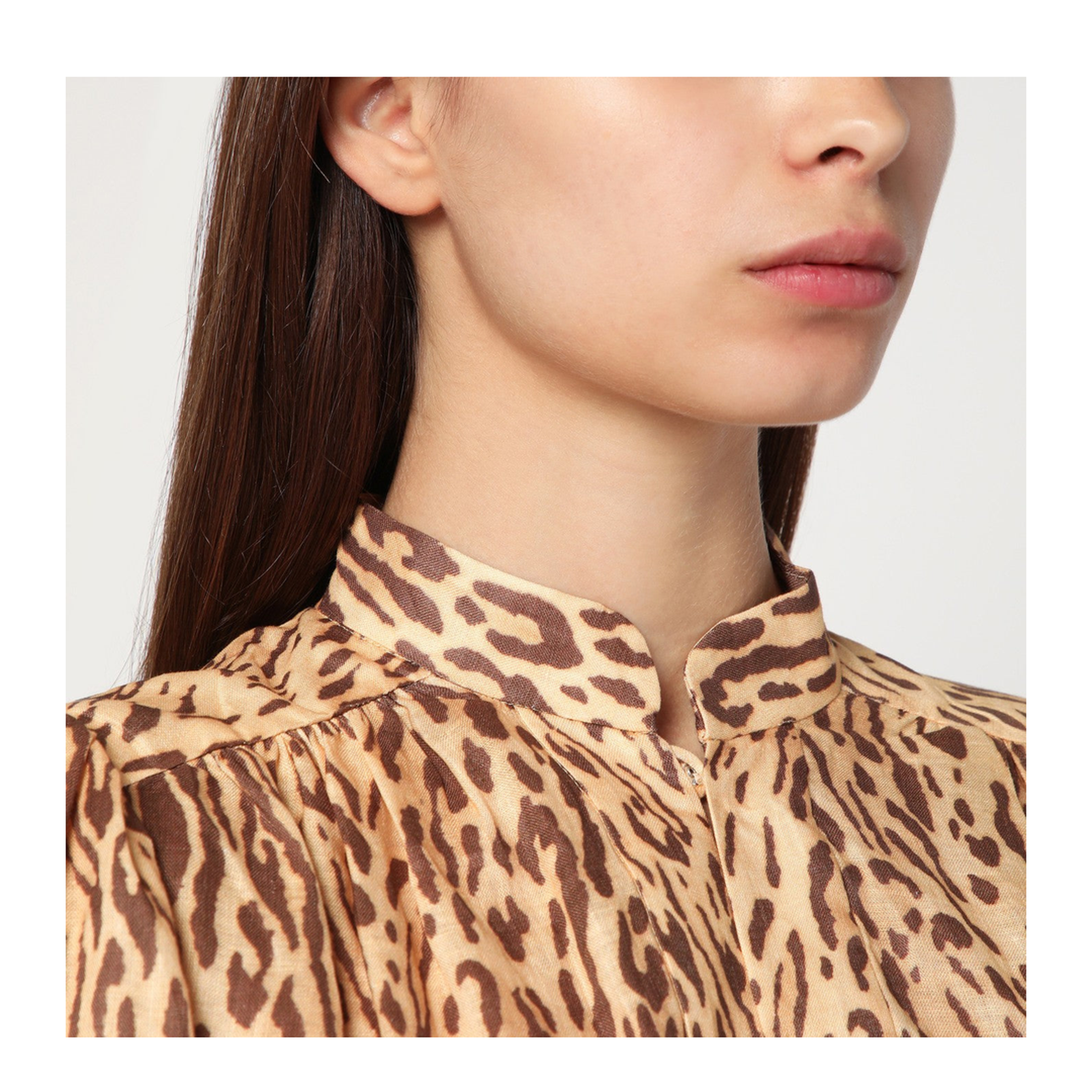 Leopard Print Short Dress in Linen - Image 2