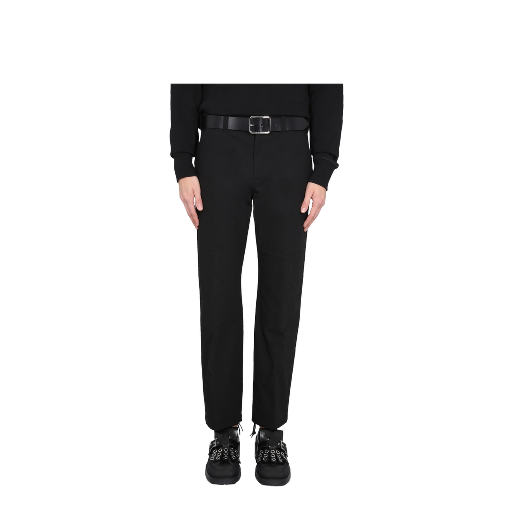 Drawstring-hem cotton trousers - Image 1