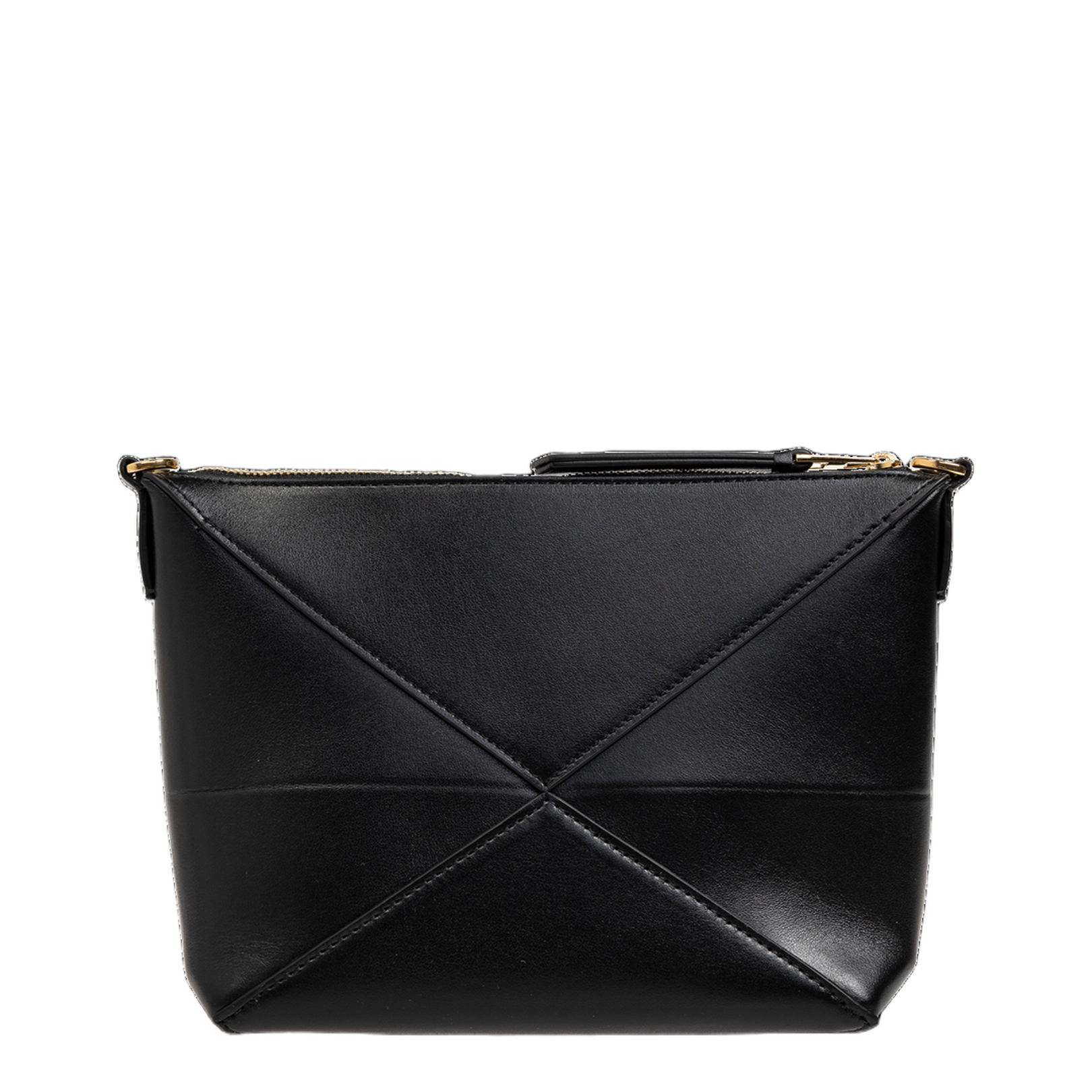 Puzzle Fold Leather Shoulder Bags - Black - Image 3