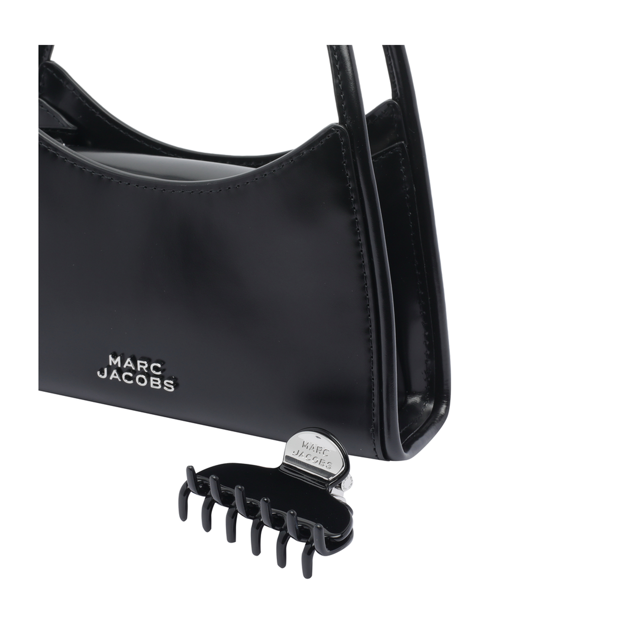 Glam Claw Clip Crossbody Bag Leather Black - Image 4