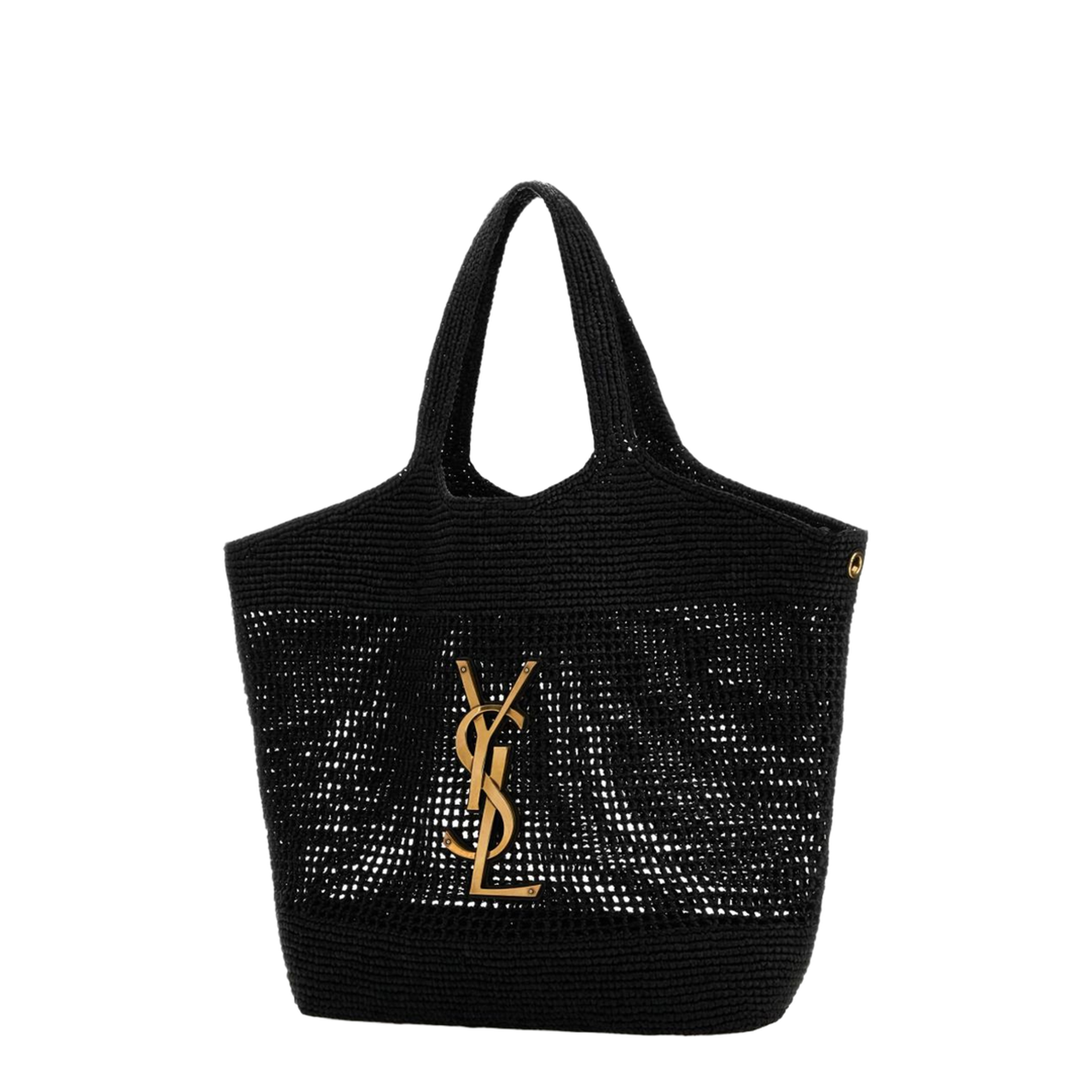 Icare Maxi Raffia Tote Bag - Black - Image 6