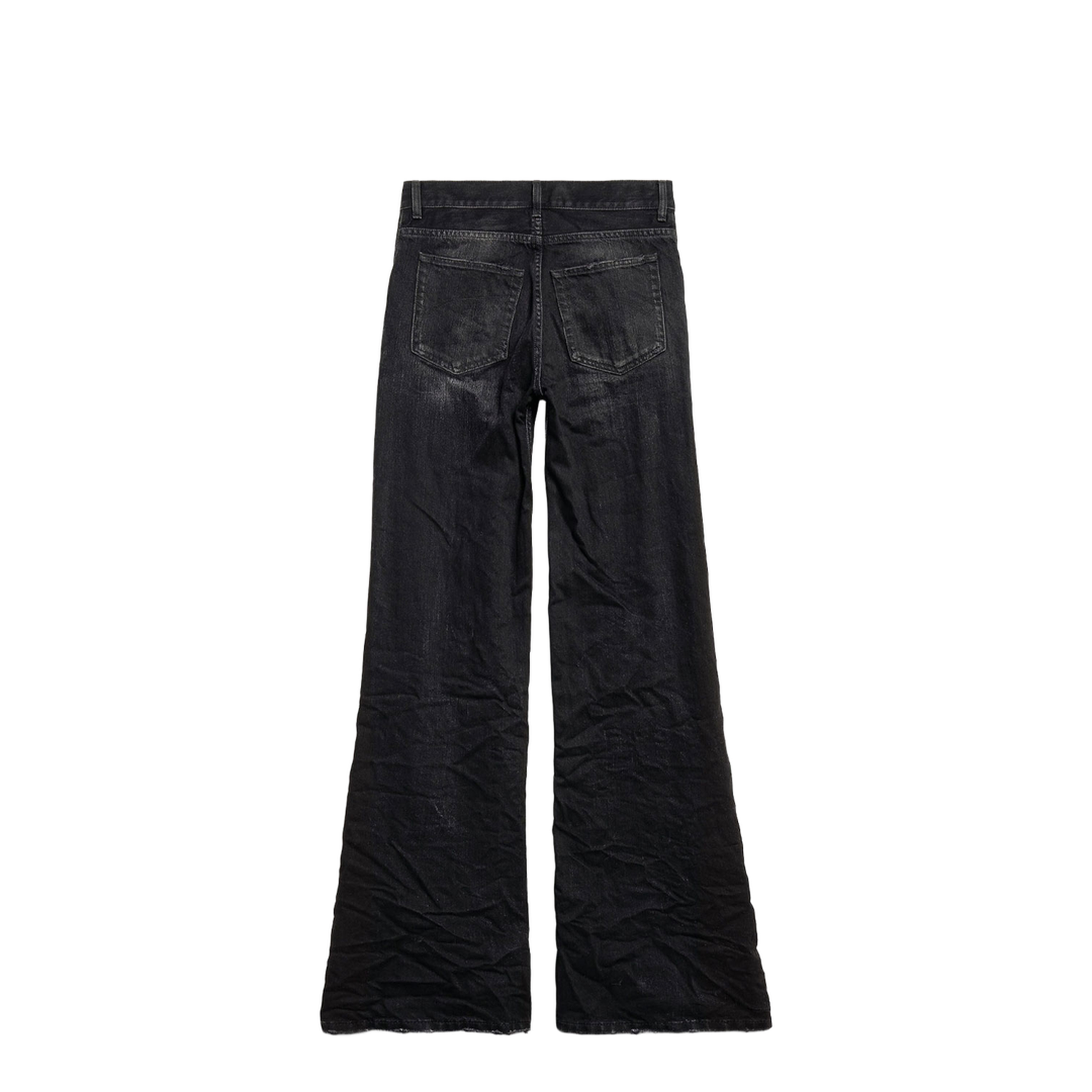 Crinkled Effect Wide Leg Jeans With Washed And Worn-Out Details - Image 5