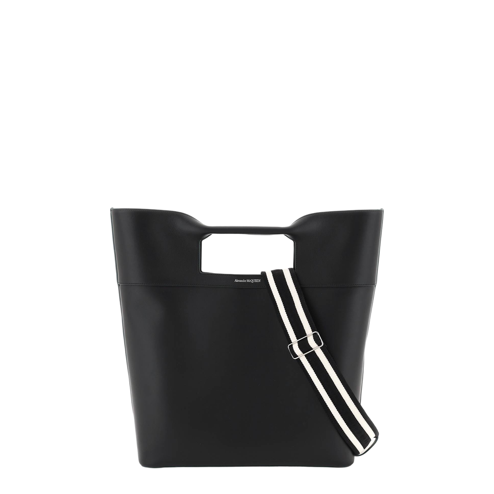 Square Bow Small Calfskin Shopping Bag - Black - Image 1