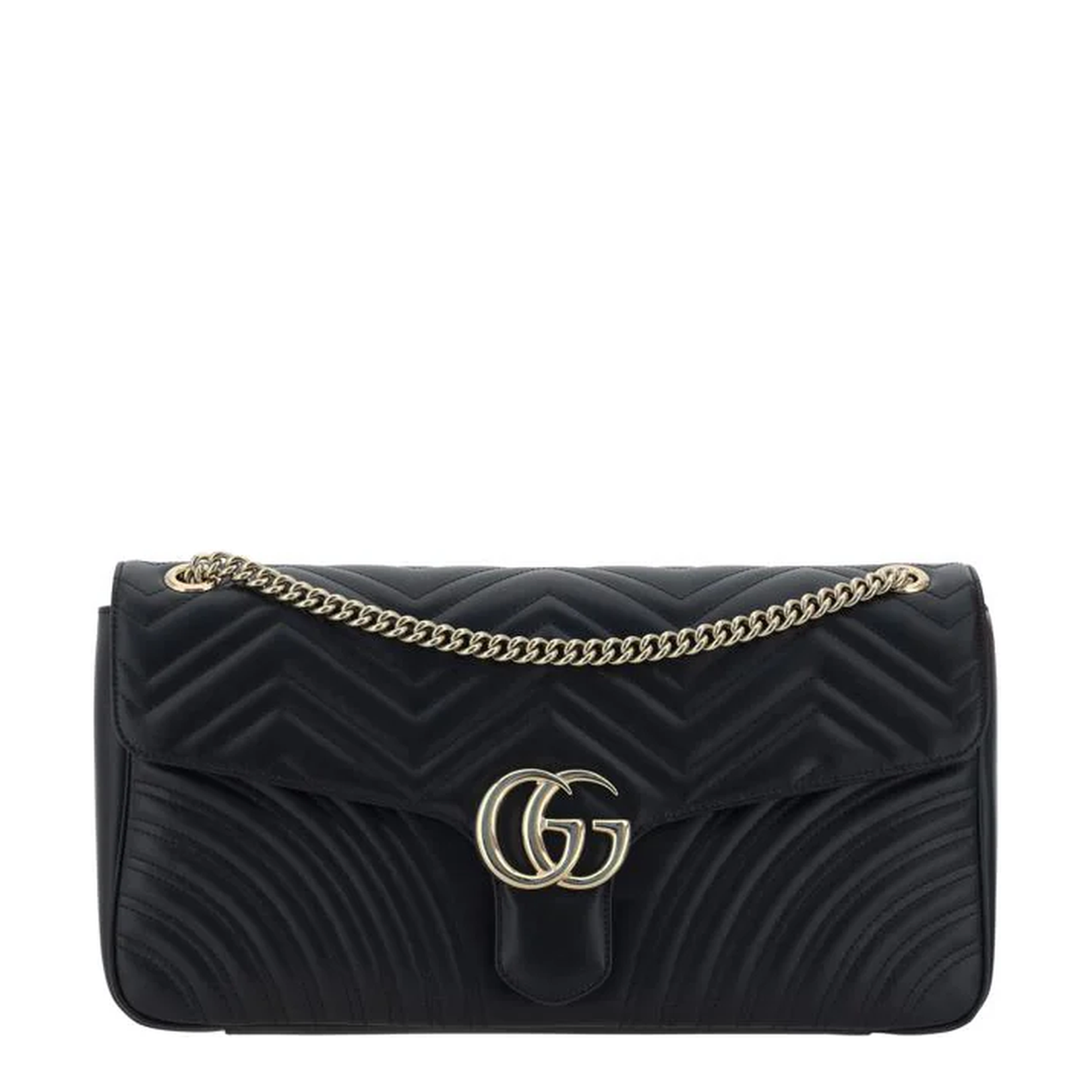 GG Marmont Large Leather Shoulder Bag - Black - Image 1
