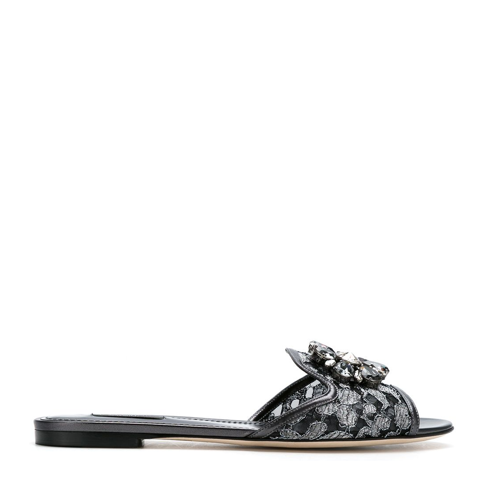 Crystal-Embellished Lace Sandals - Image 1