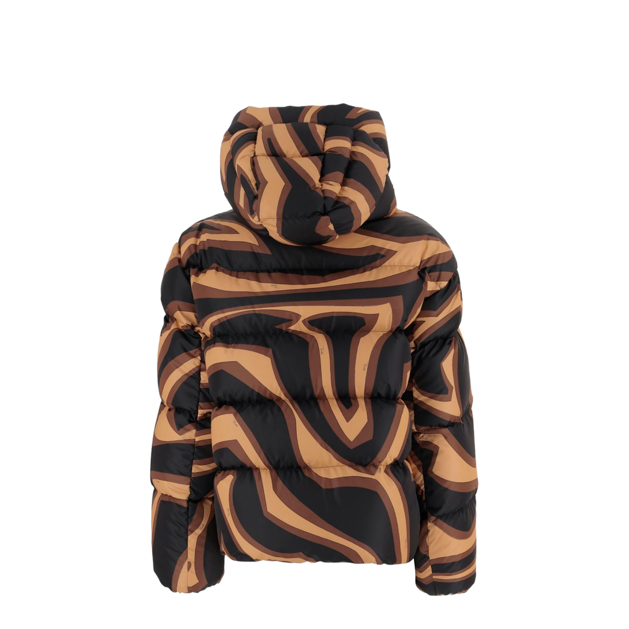 Printed Nylon Down Jacket In Brown - Image 2