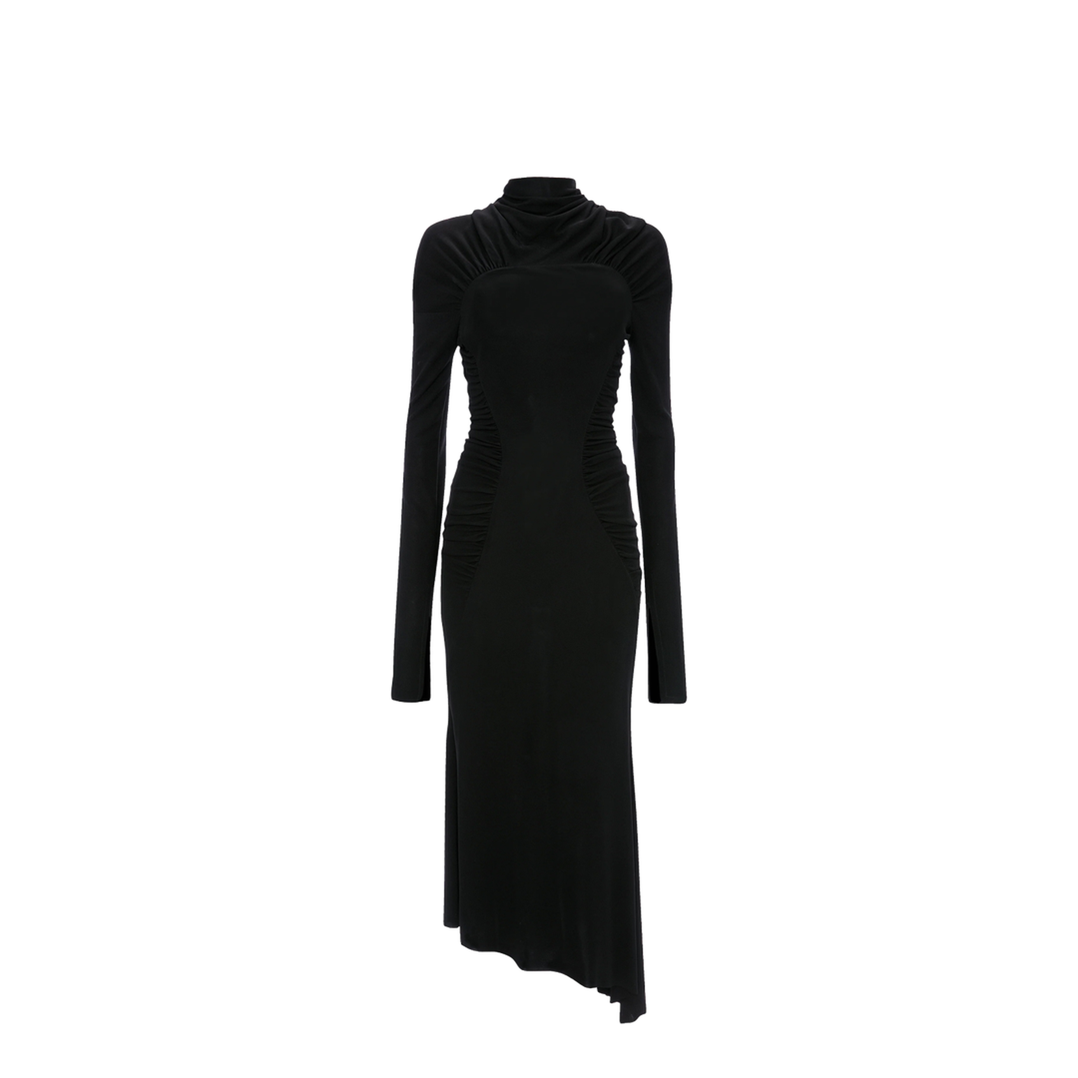 High Neck Gathered Midi Dress - Image 1