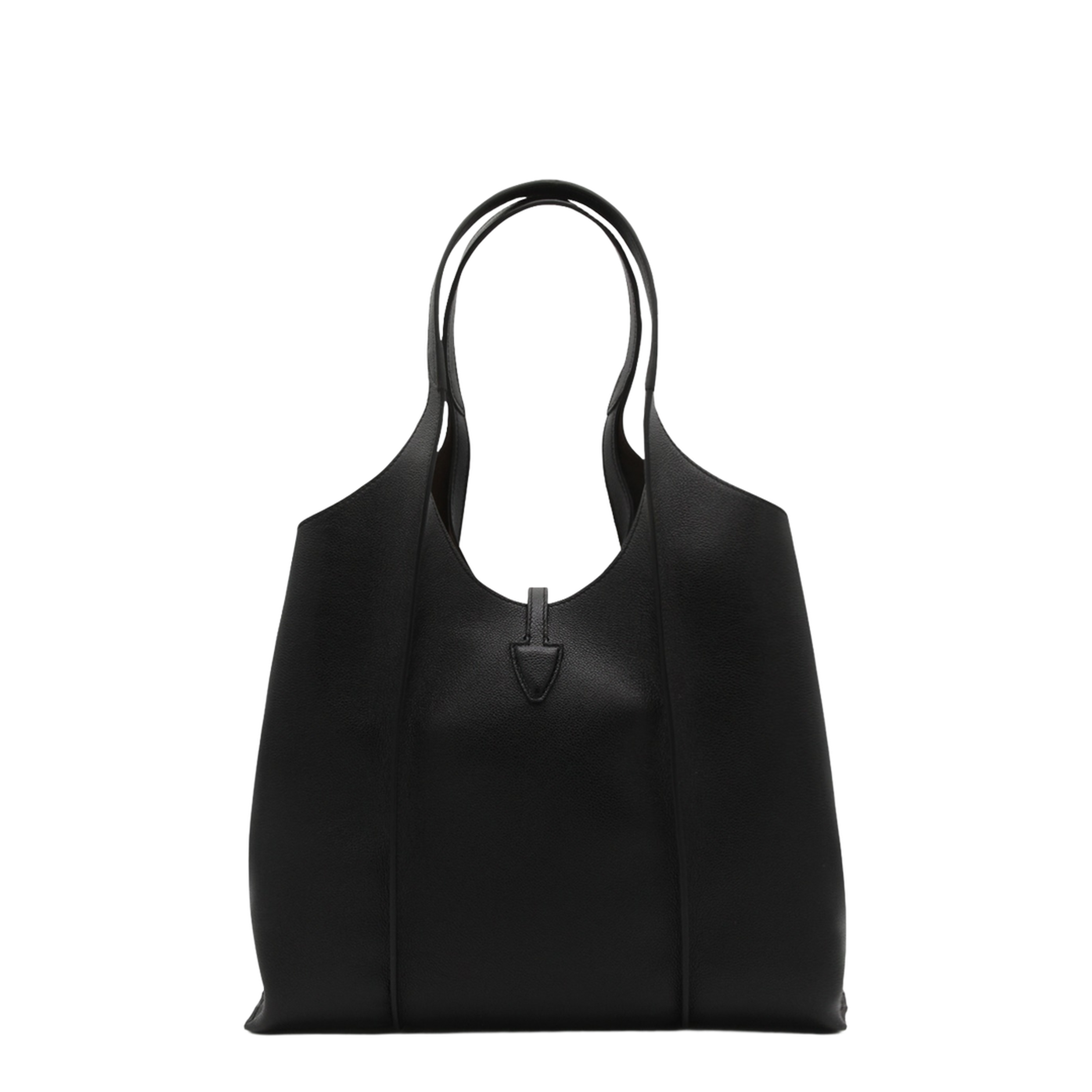 T Timeless Medium Hammered Leather Shopping Bag - Black - Image 3