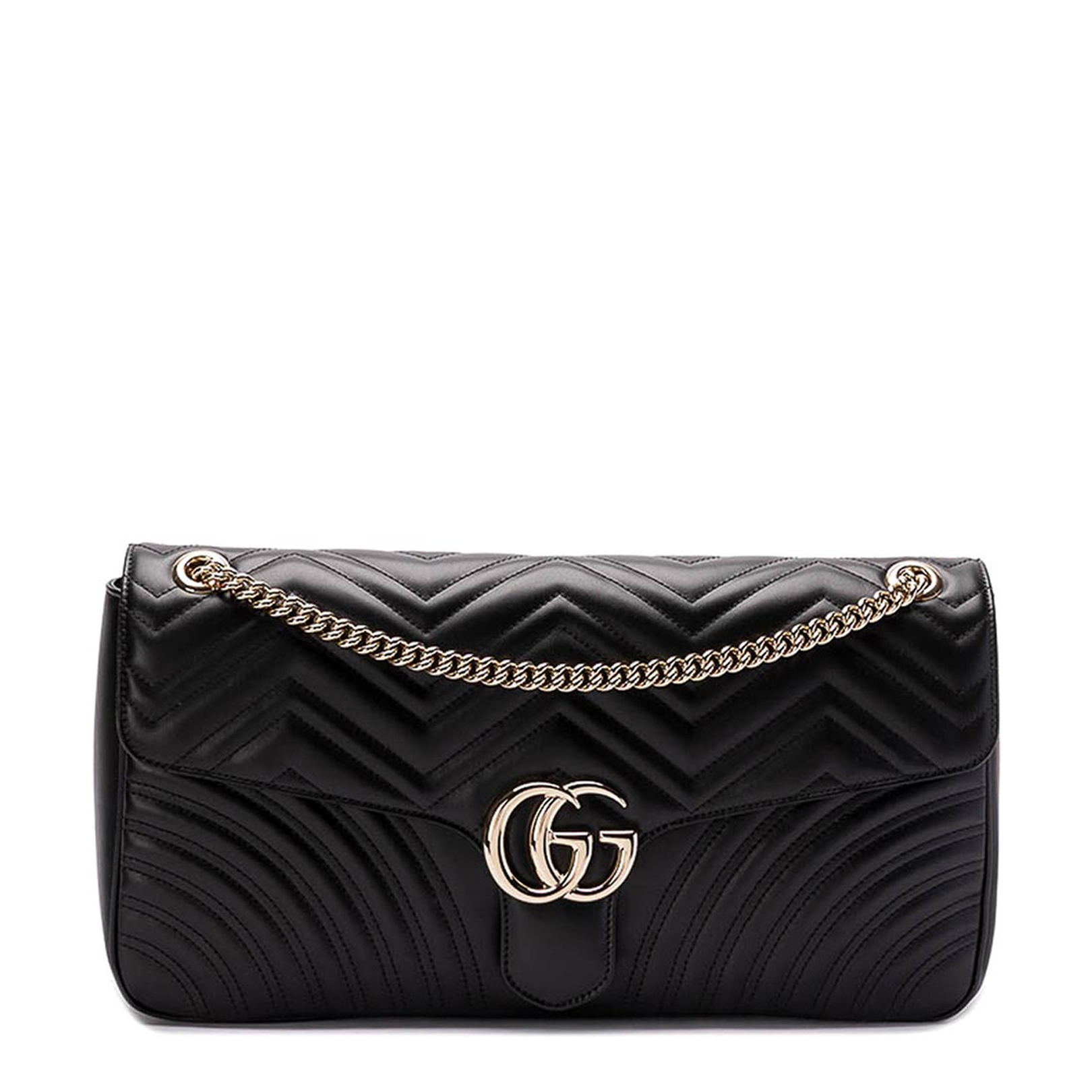 GG Marmont Large Leather Shoulder Bag - Black - Image 5