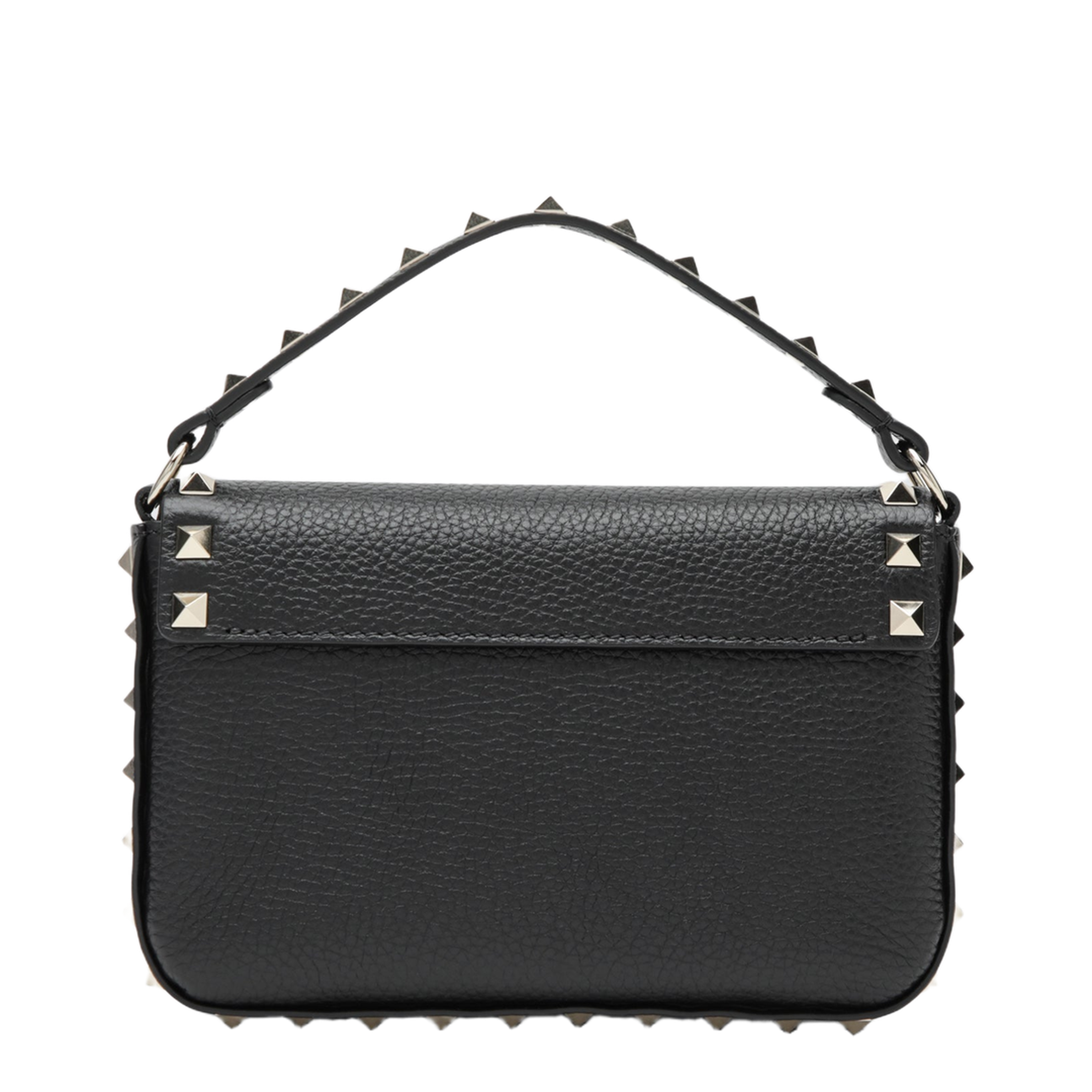 Rockstud Pouch in Grained Calfskin Leather, Black - Image 2