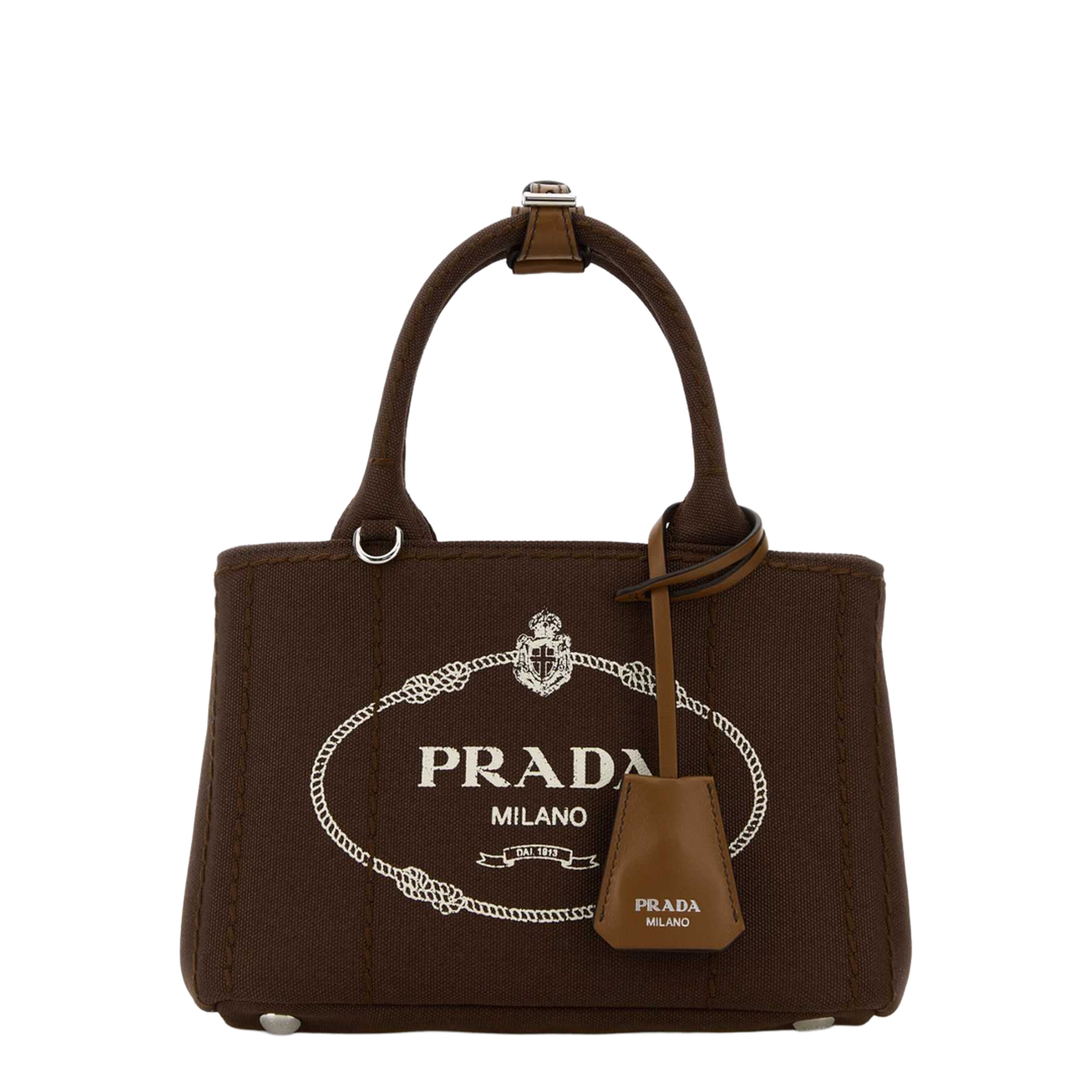 Jardinière Mini Cotton Canvas Handbag - Tabacco - Image 1