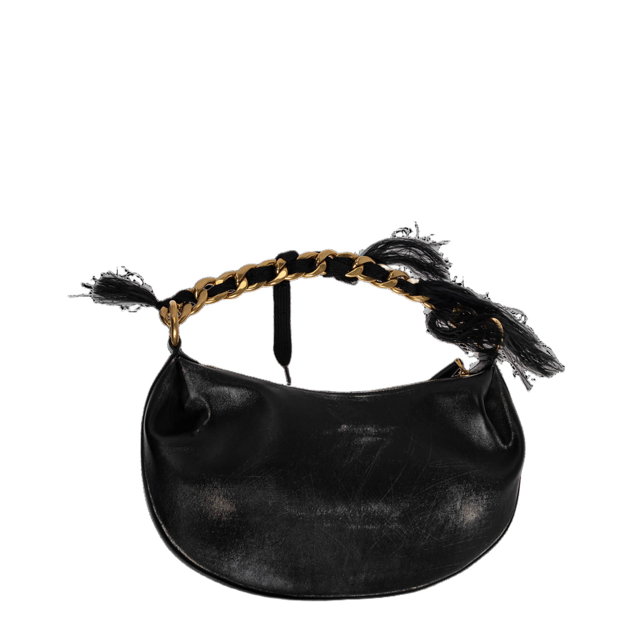 Leather Shoulder Bag Vintage Effect - Black - Image 3