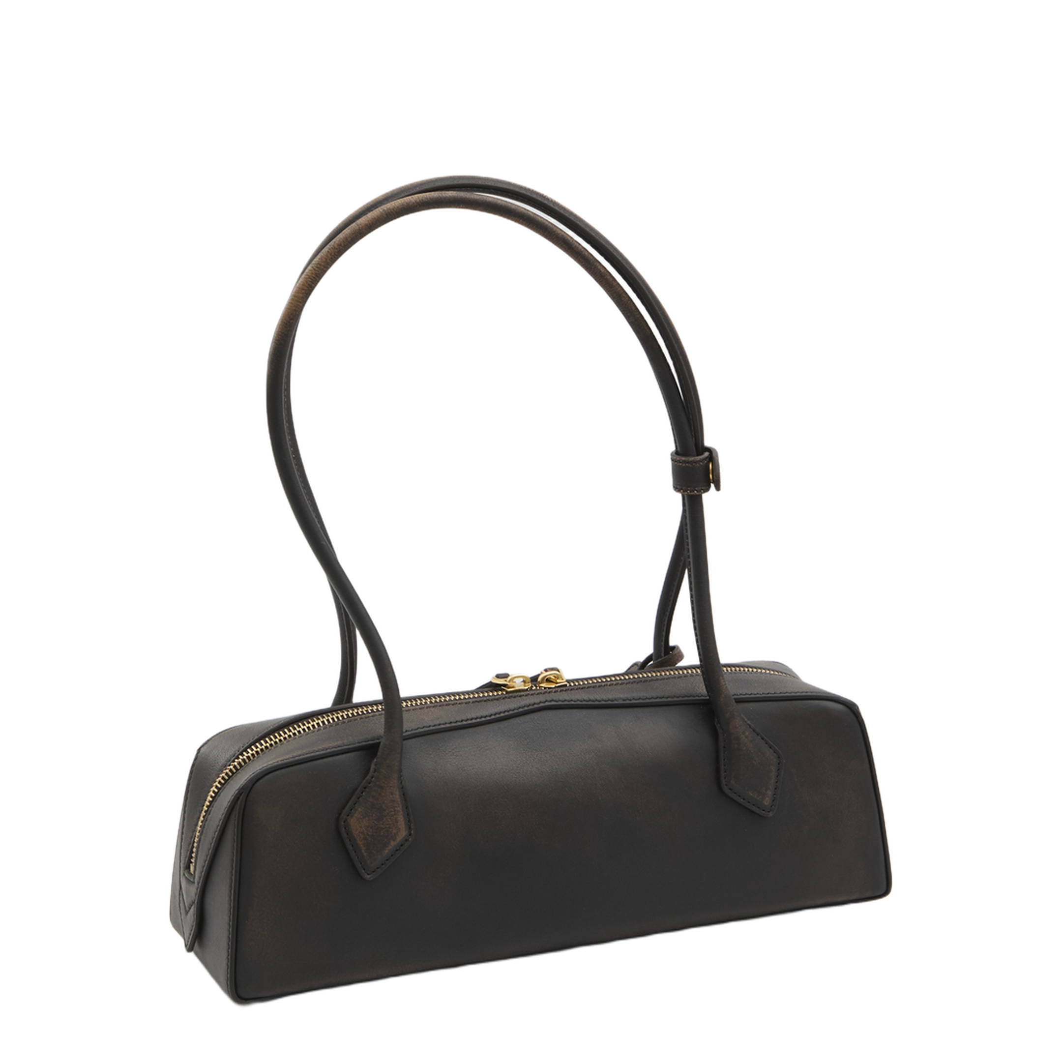 Le Teckel Medium Aged Leather Shoulder Bag - Ebène - Image 2