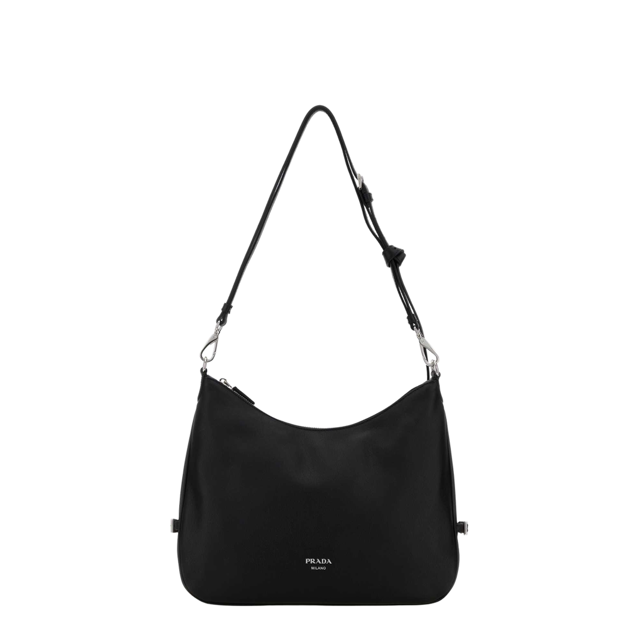 Fold Large Leather Shoulder Bag - Black - Image 1