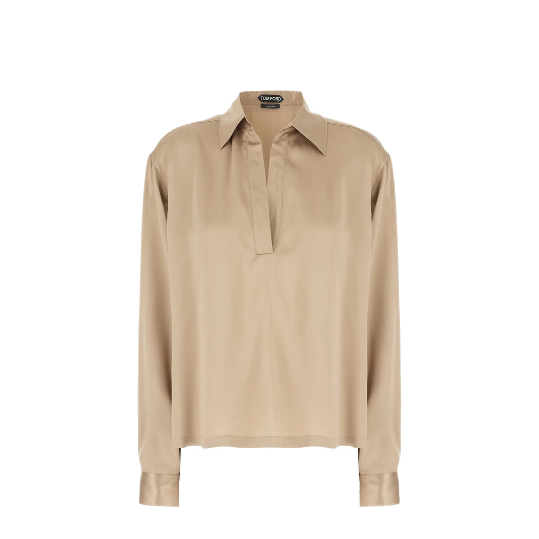 Peach-Feel Silk Satin Polo - Image 1