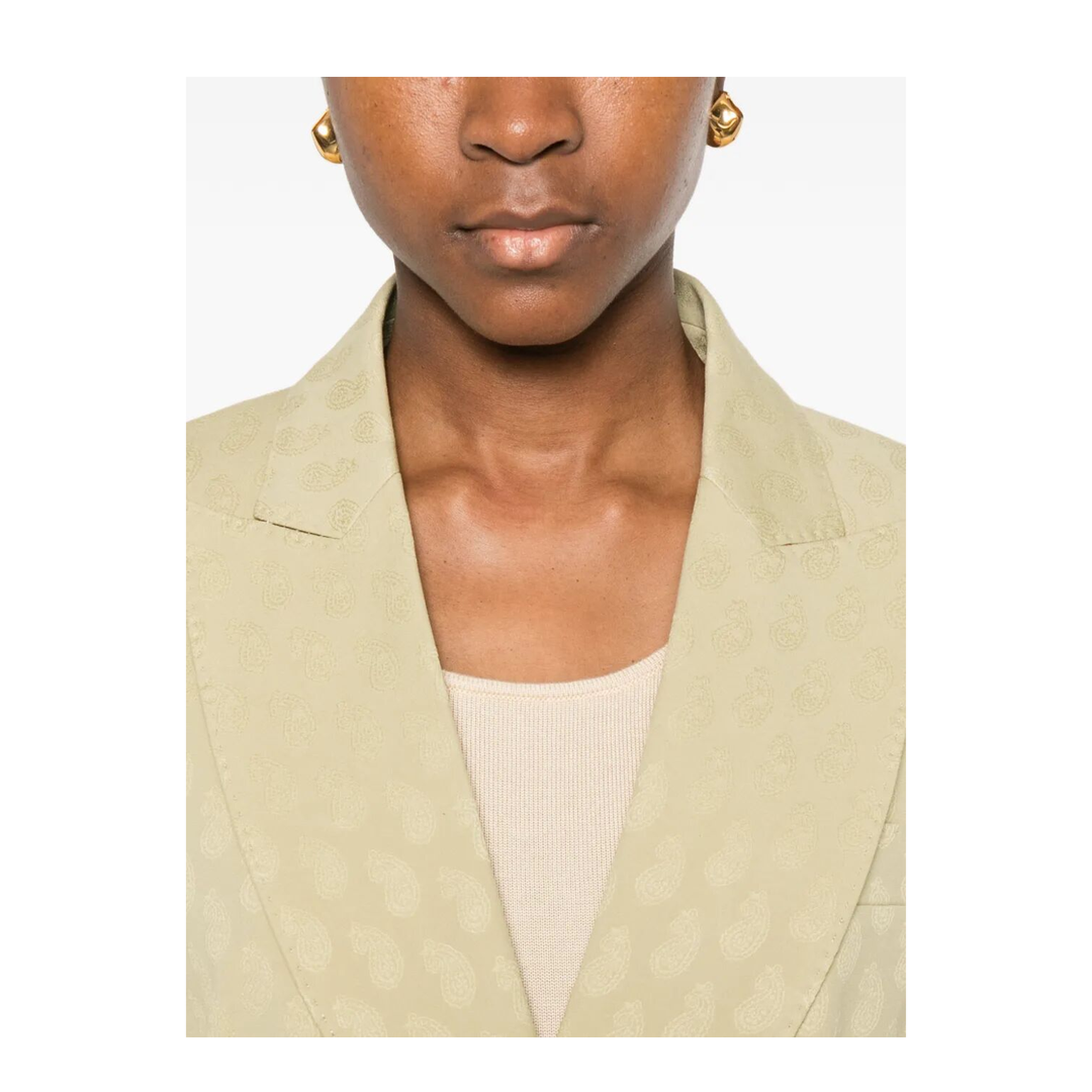 Double-Breasted Fitted Paisley-Motif Blazer - Image 5