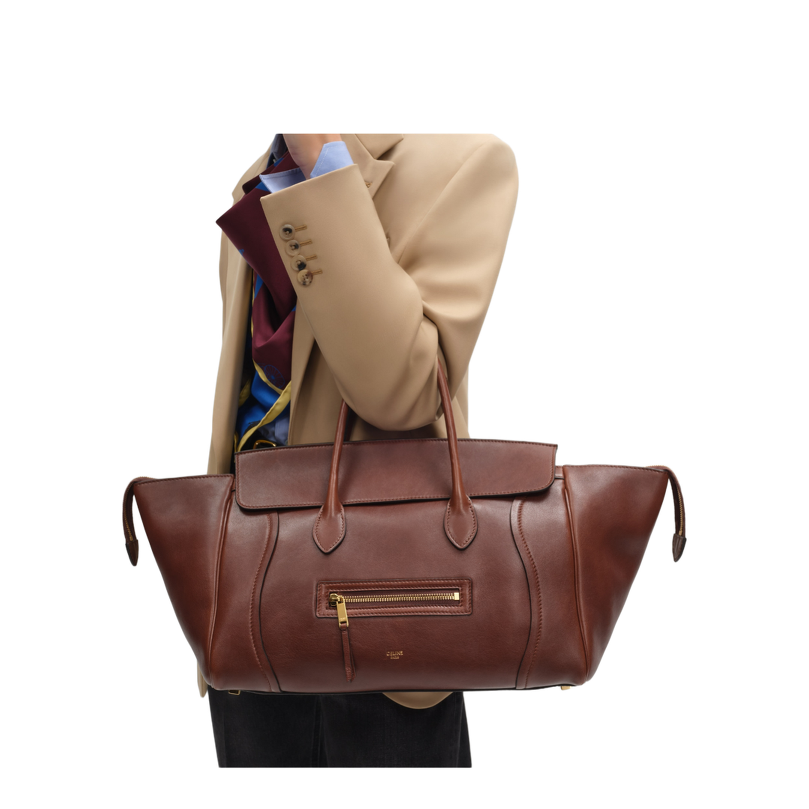 Medium New Luggage Bag Leather Brown - Image 4