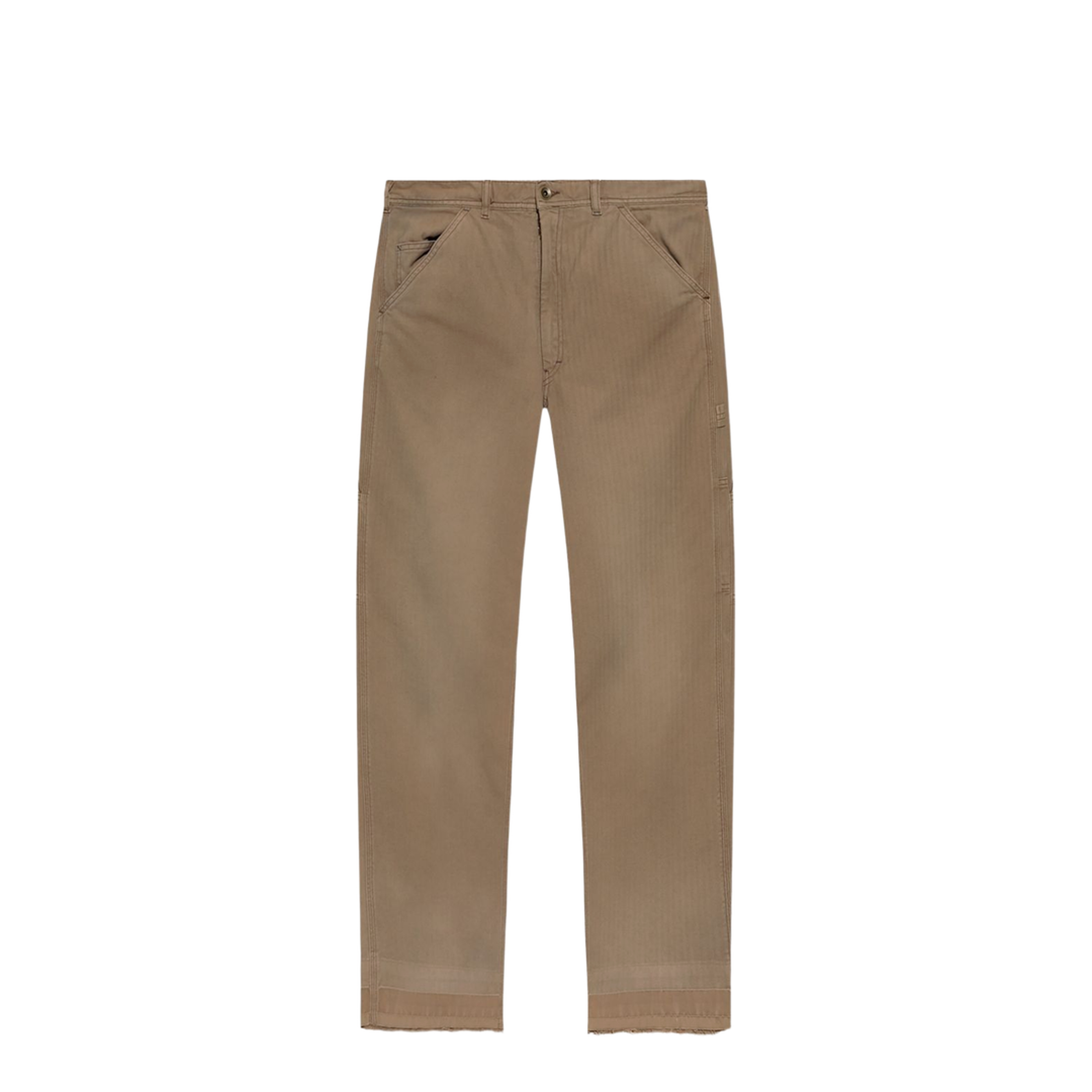 Beige Herringbone Trousers - Image 1