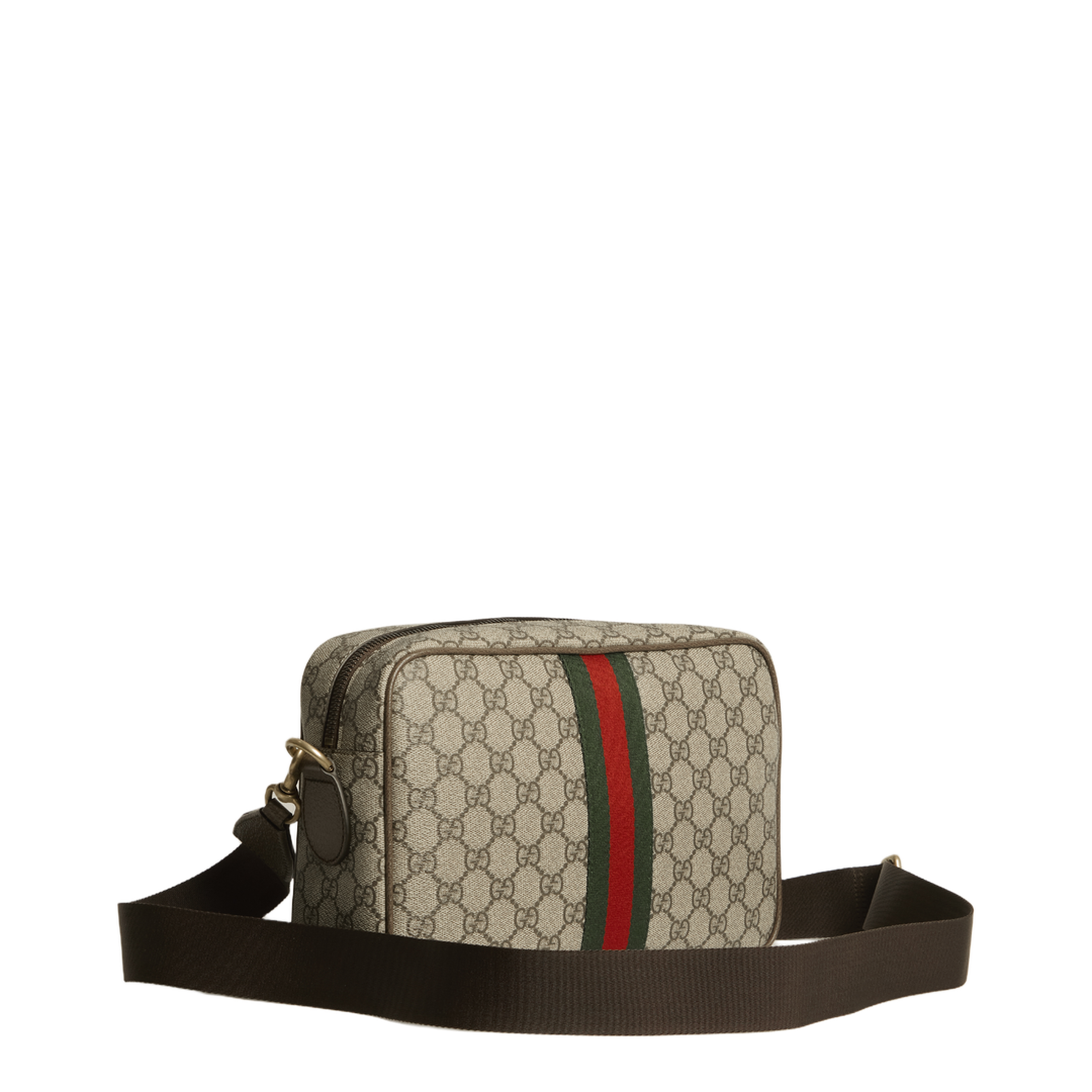 Ophidia Medium GG Supreme Coated Canvas Crossbody - Beige and Dark Brown - Image 2