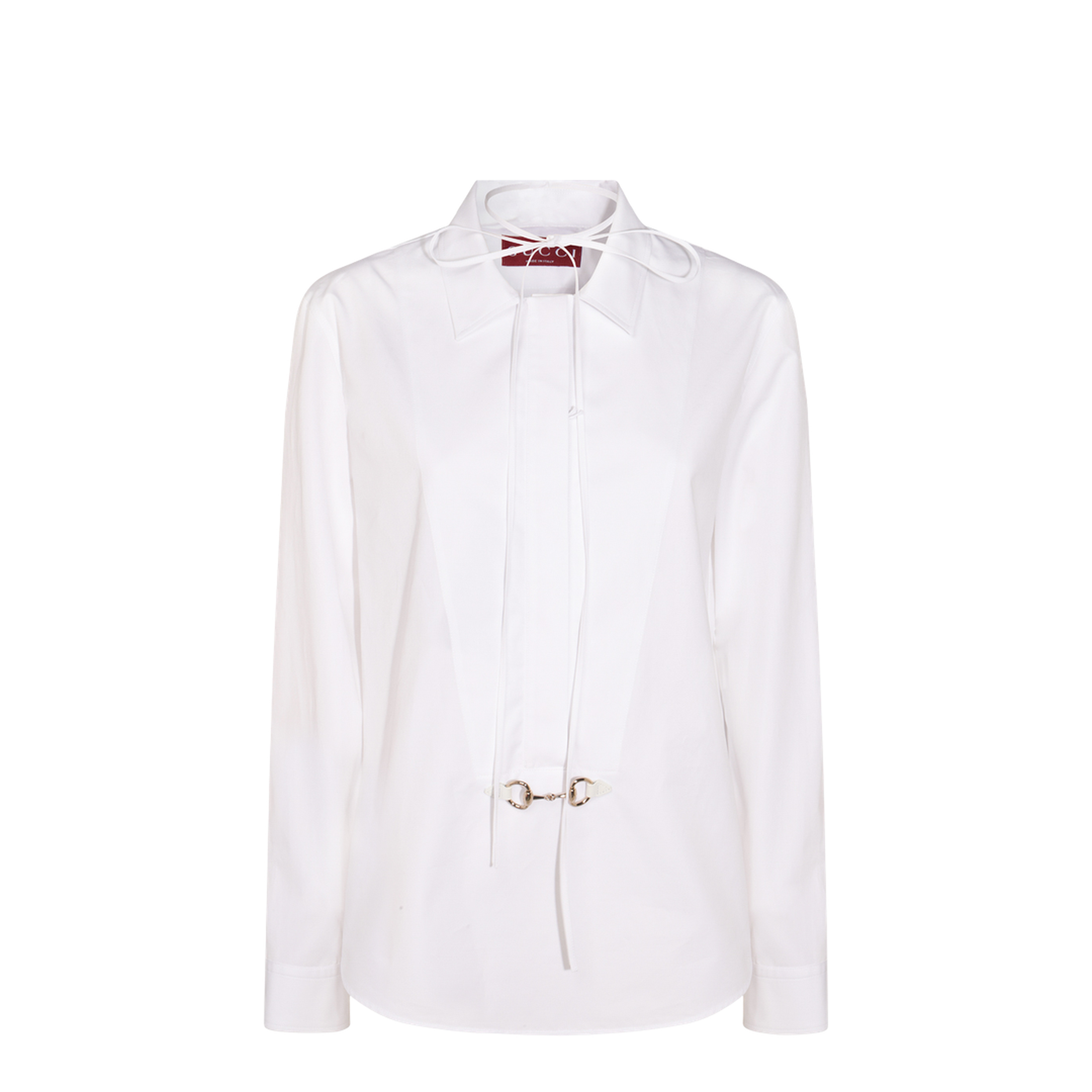 Cotton Poplin Shirt with Horsebit in White - Image 1
