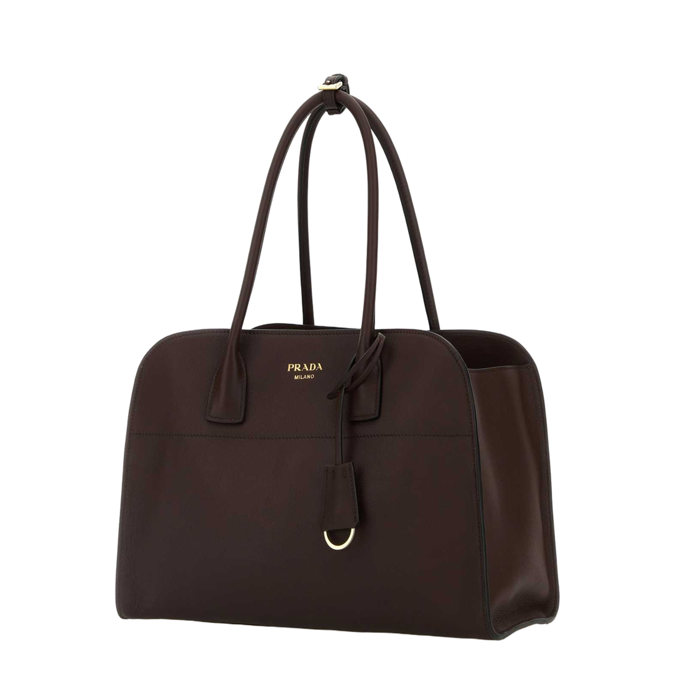 Aubergine Leather Medium Shopping Bag - Image 4