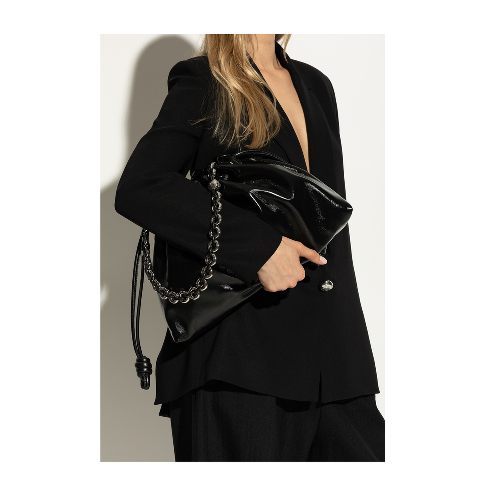 Flamenco Large Leather Shoulder Bags - Black - Image 2