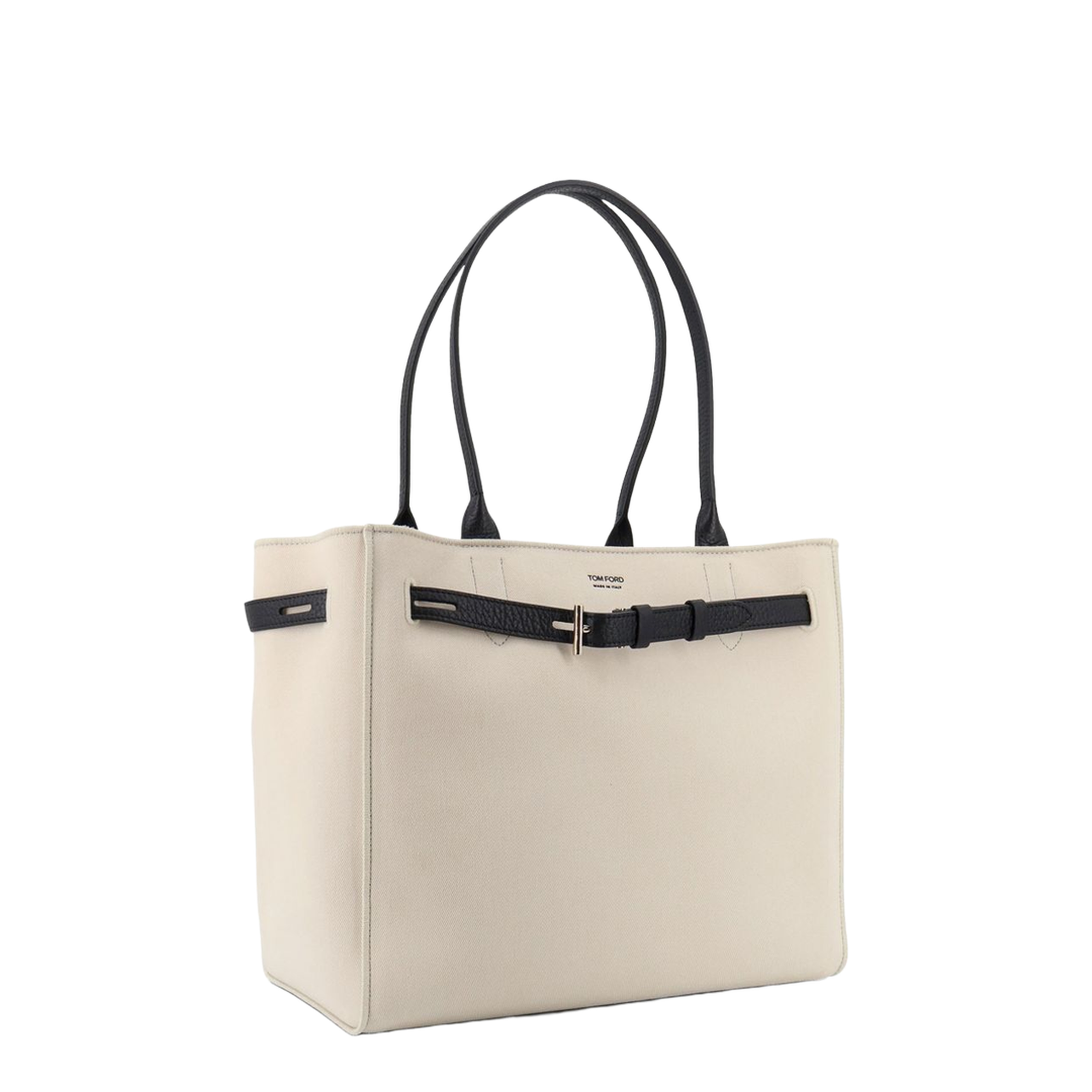 Audrey Medium Canvas Tote - Ecru/Black - Image 1