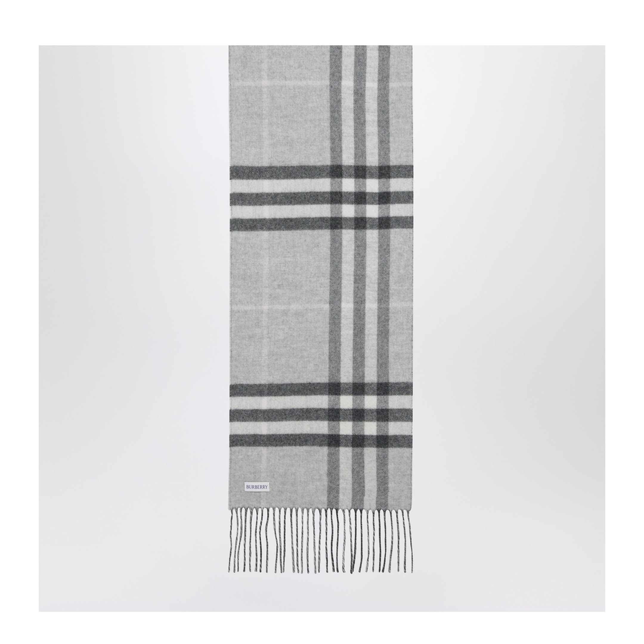 Reversible Check Cashmere Scarf In Grey - Image 2